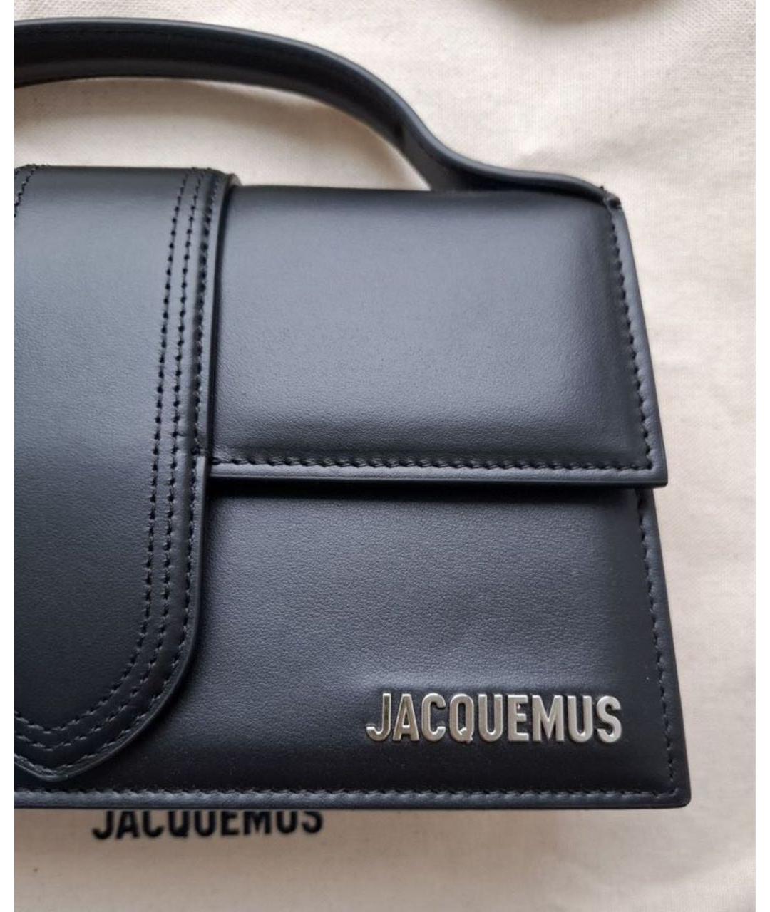 JACQUEMUS Черная кожаная сумка с короткими ручками, фото 3
