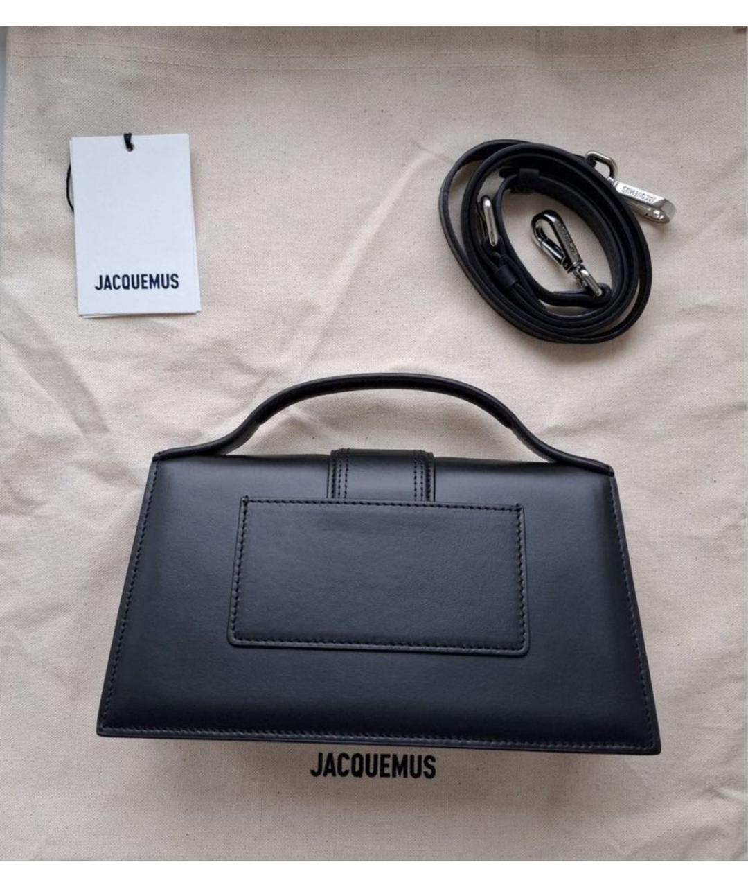 JACQUEMUS Черная кожаная сумка с короткими ручками, фото 2