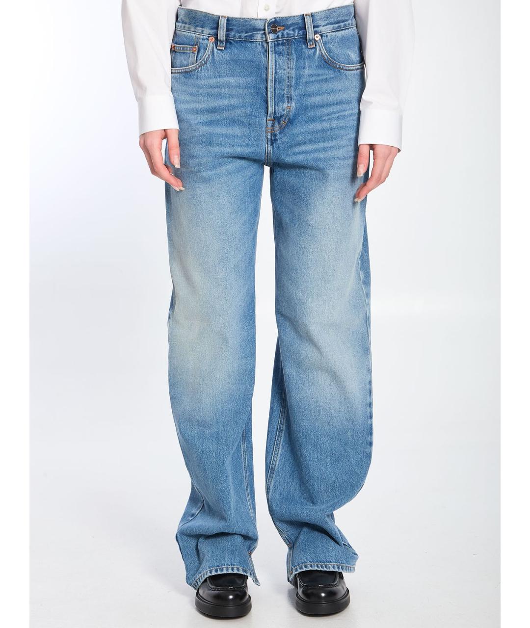 GUCCI Голубые хлопковые прямые джинсы, фото 2