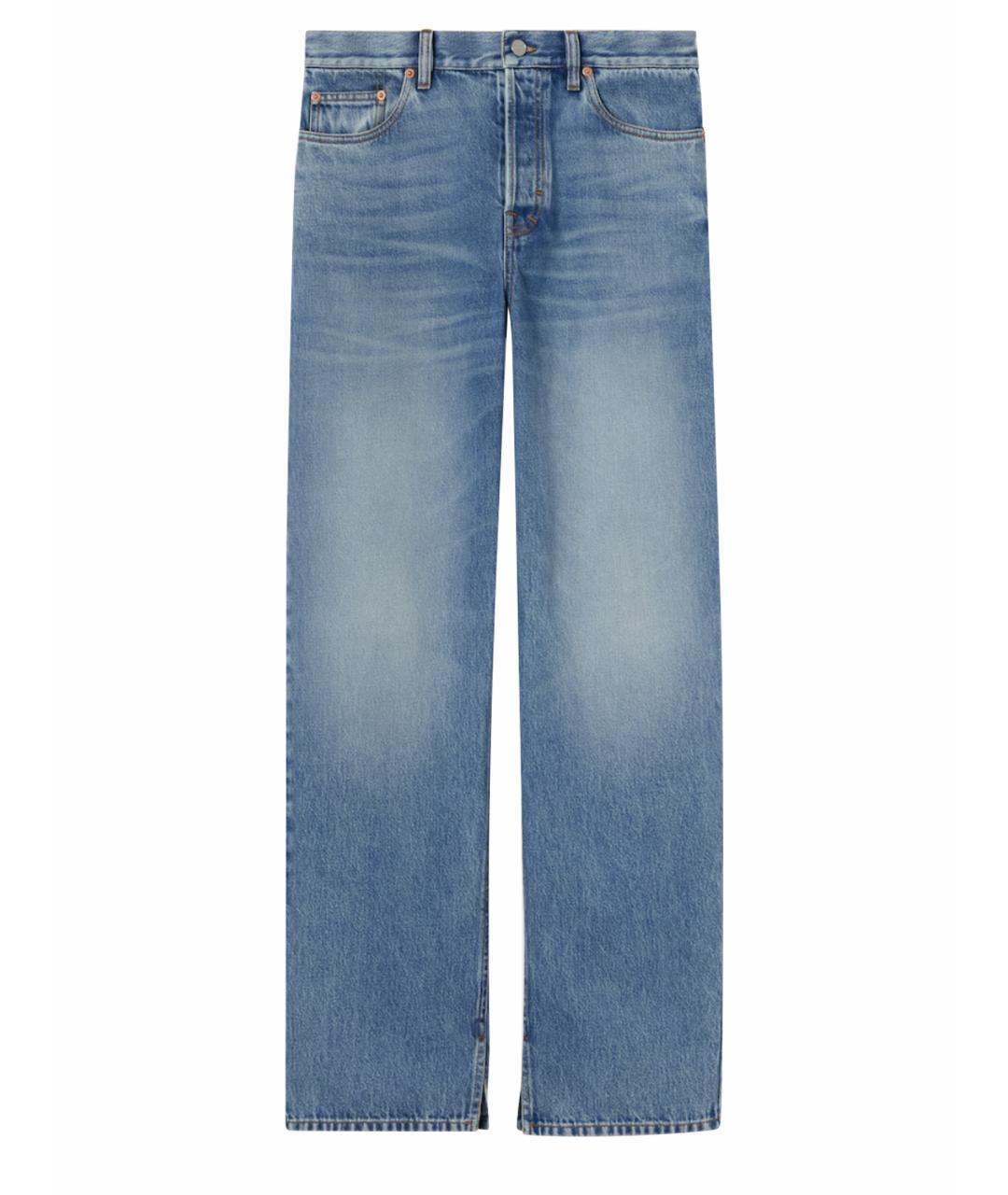 GUCCI Голубые хлопковые прямые джинсы, фото 1