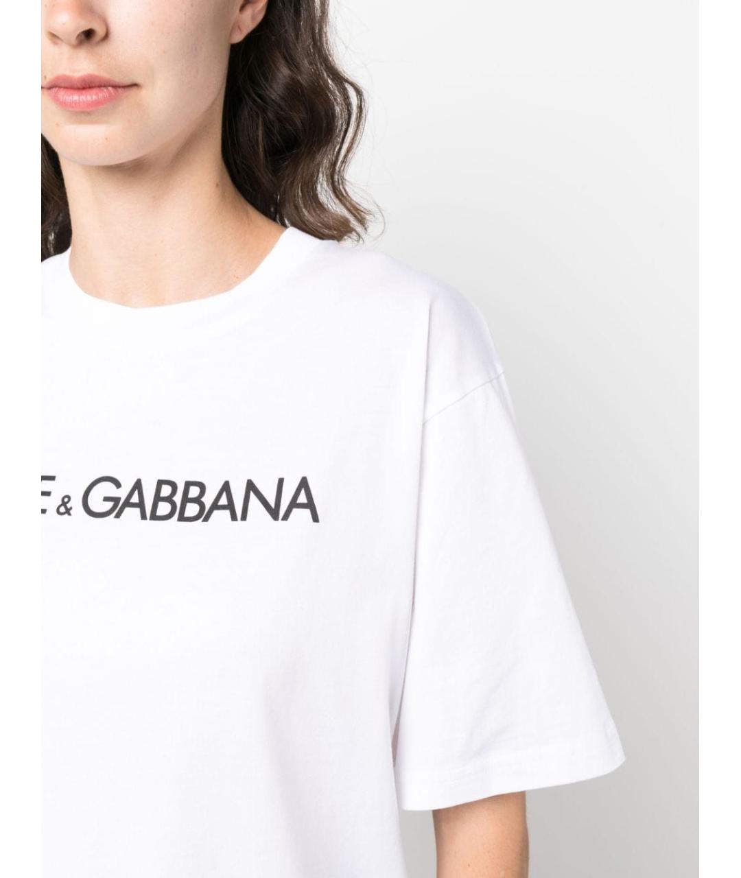 DOLCE&GABBANA Белая хлопковая футболка, фото 4