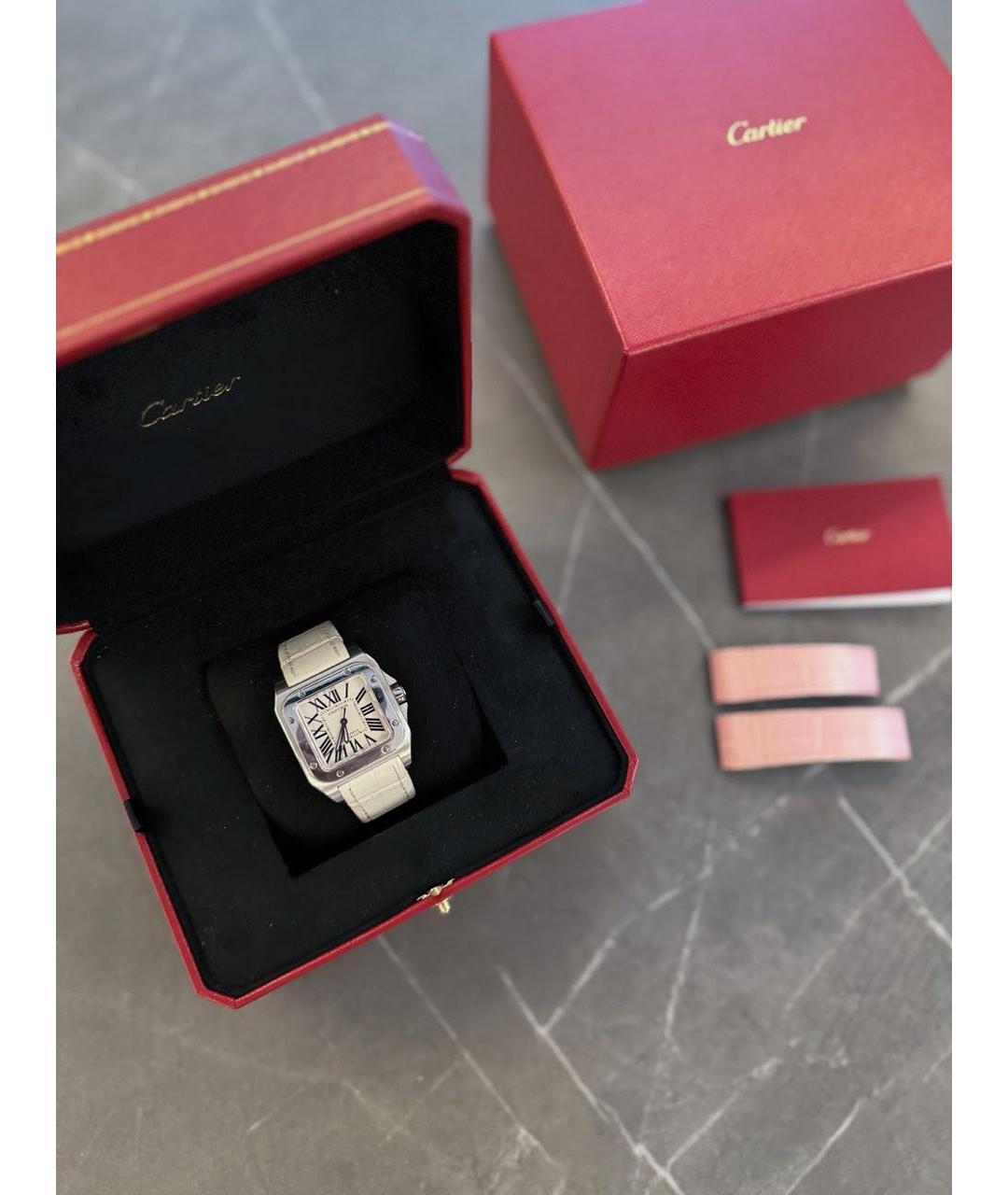 CARTIER Белые кожаные часы, фото 5