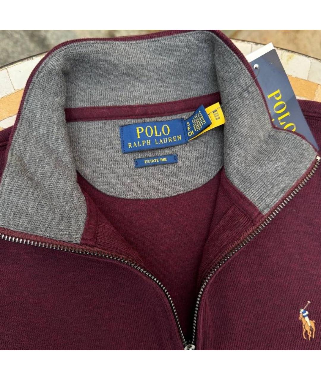 POLO RALPH LAUREN Бордовый хлопковый джемпер / свитер, фото 4