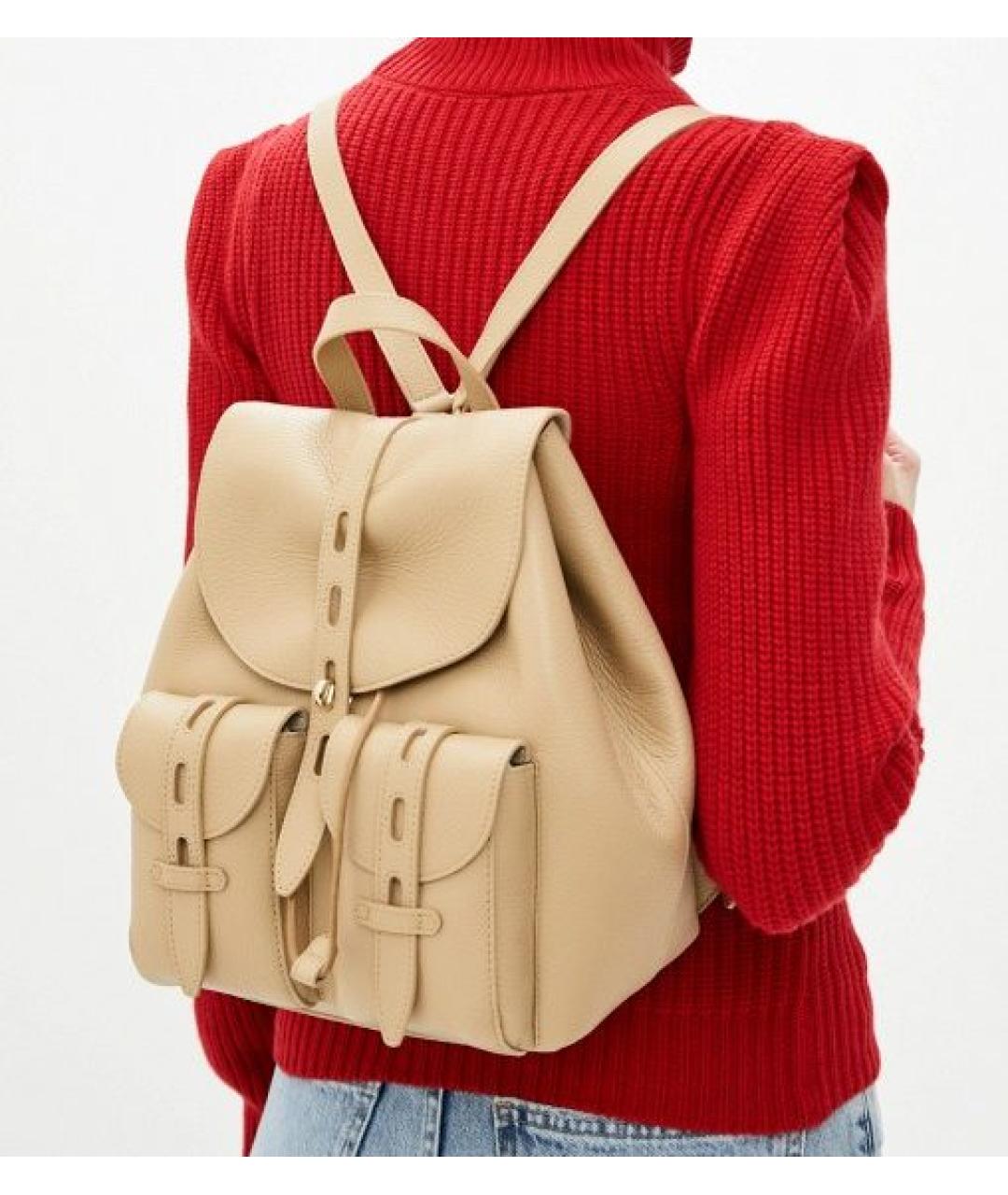 FURLA Бежевый кожаный рюкзак, фото 2