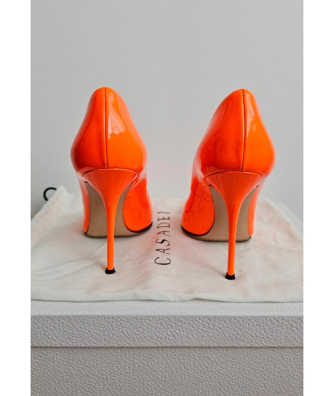 CASADEI Оранжевое туфли из лакированной кожи, фото 4
