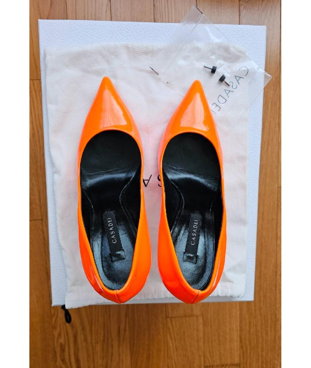 CASADEI Оранжевое туфли из лакированной кожи, фото 3