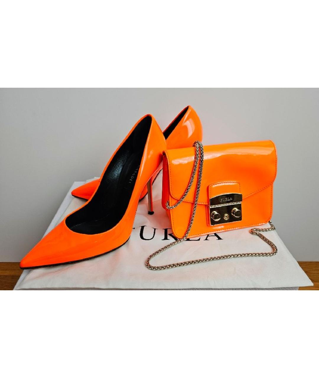 CASADEI Оранжевое туфли из лакированной кожи, фото 5