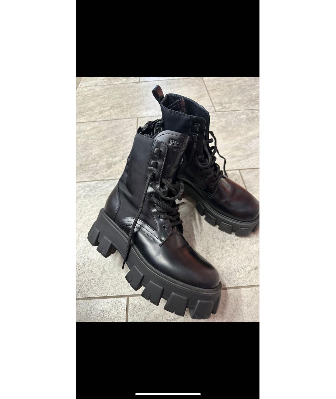 PRADA Черные кожаные ботинки, фото 4