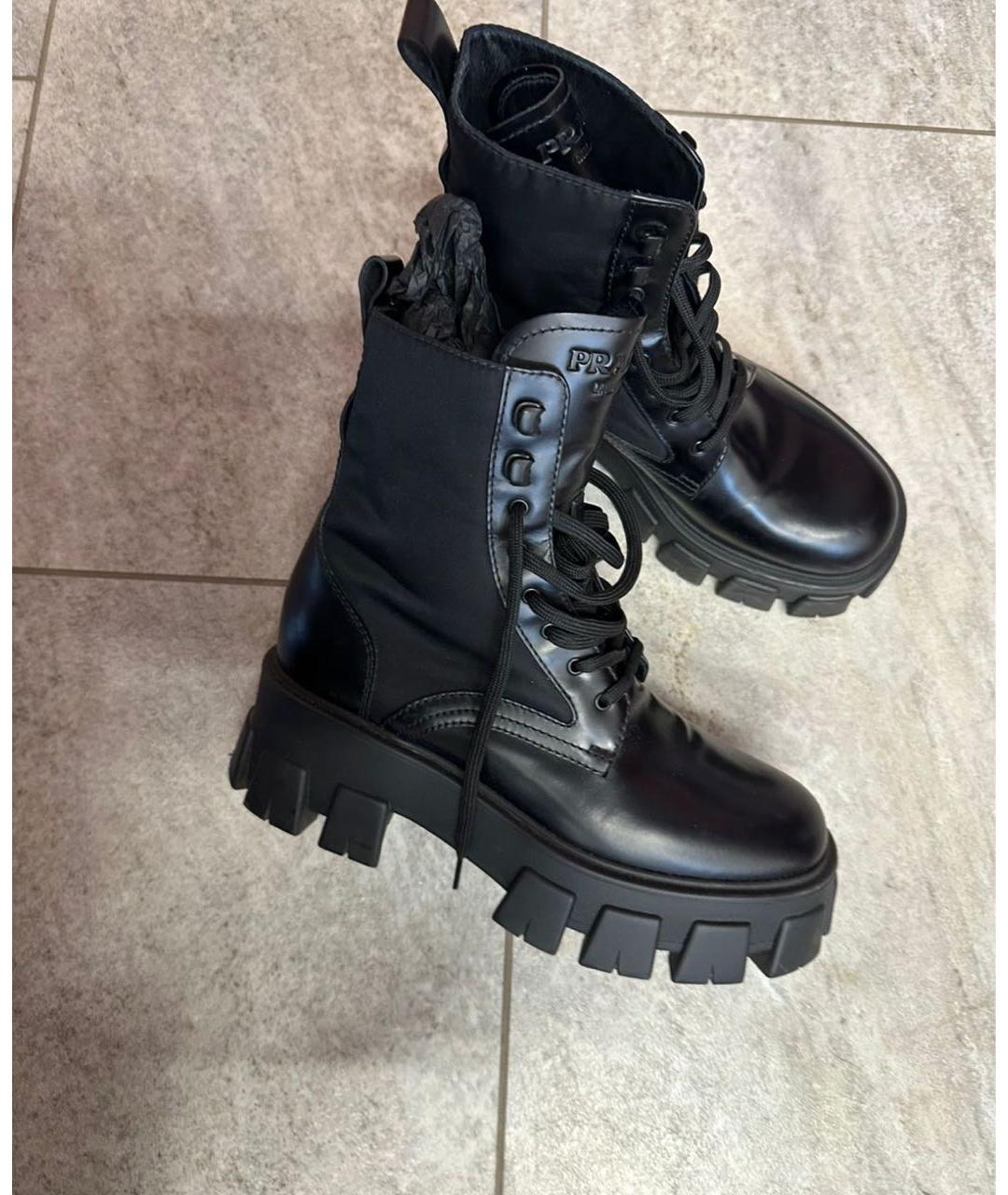 PRADA Черные кожаные ботинки, фото 2