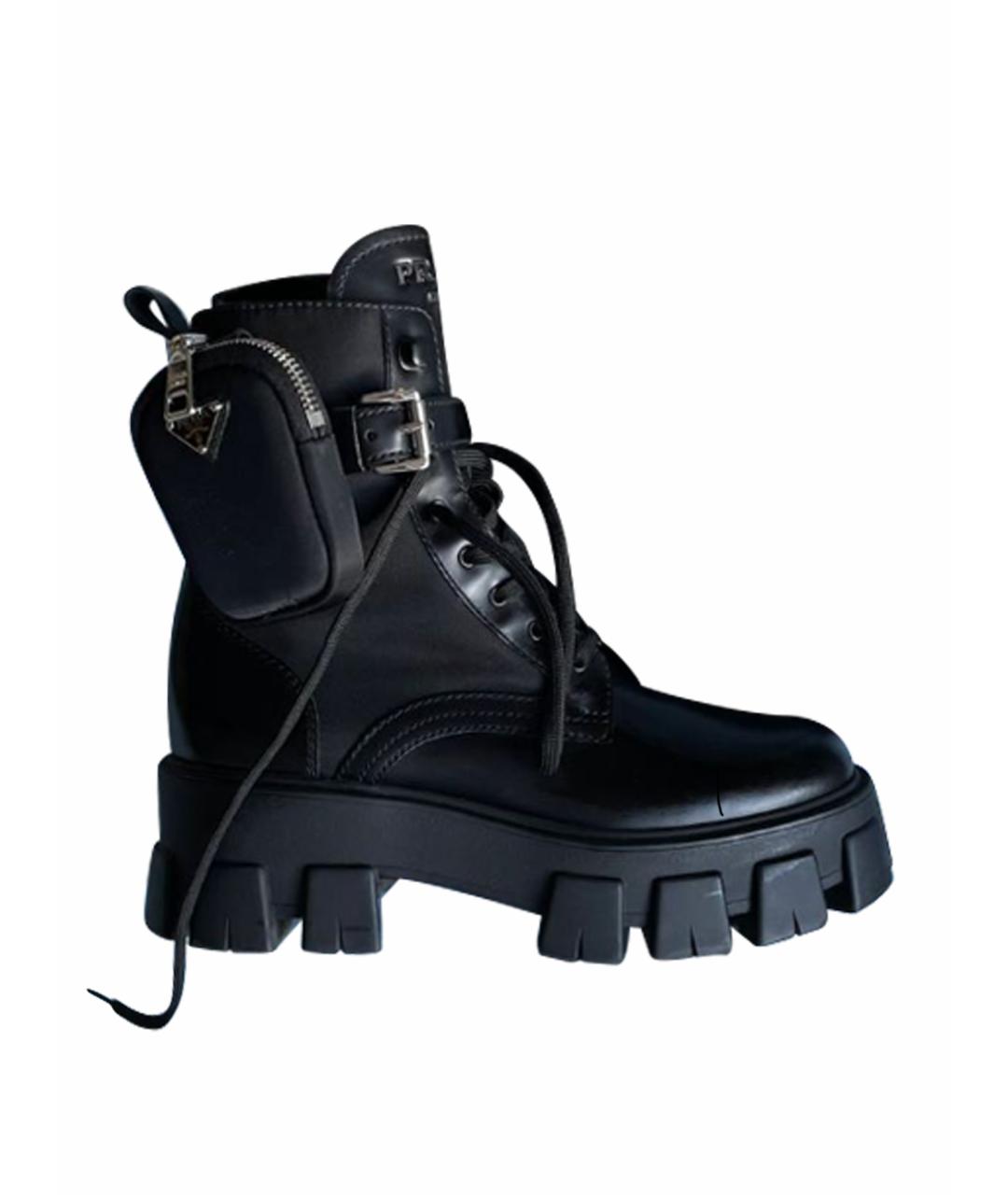 PRADA Черные кожаные ботинки, фото 1