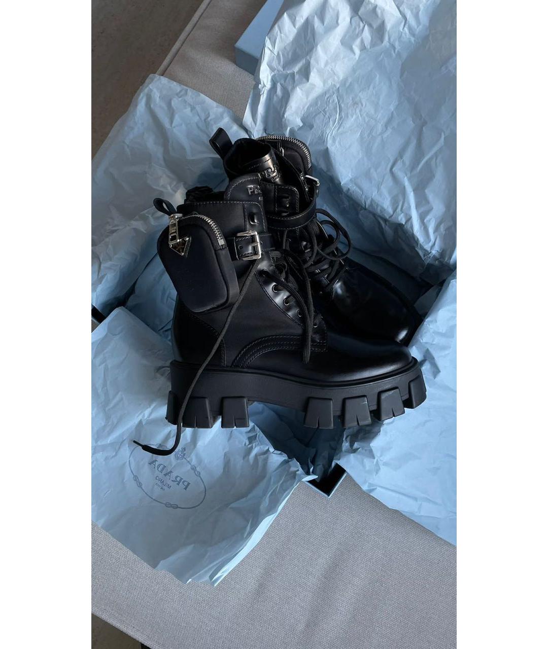 PRADA Черные кожаные ботинки, фото 5