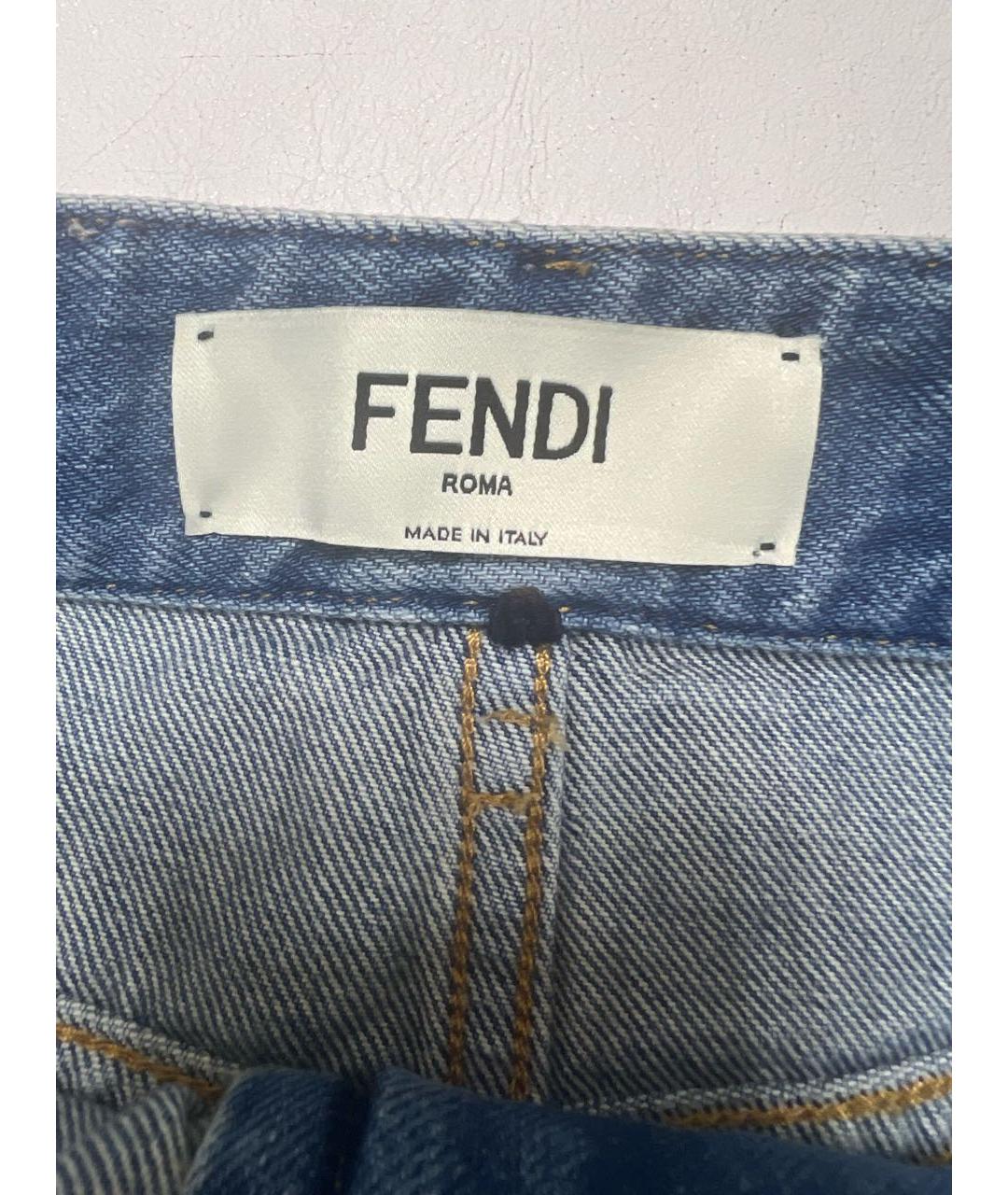 FENDI Голубая деним юбка мини, фото 3