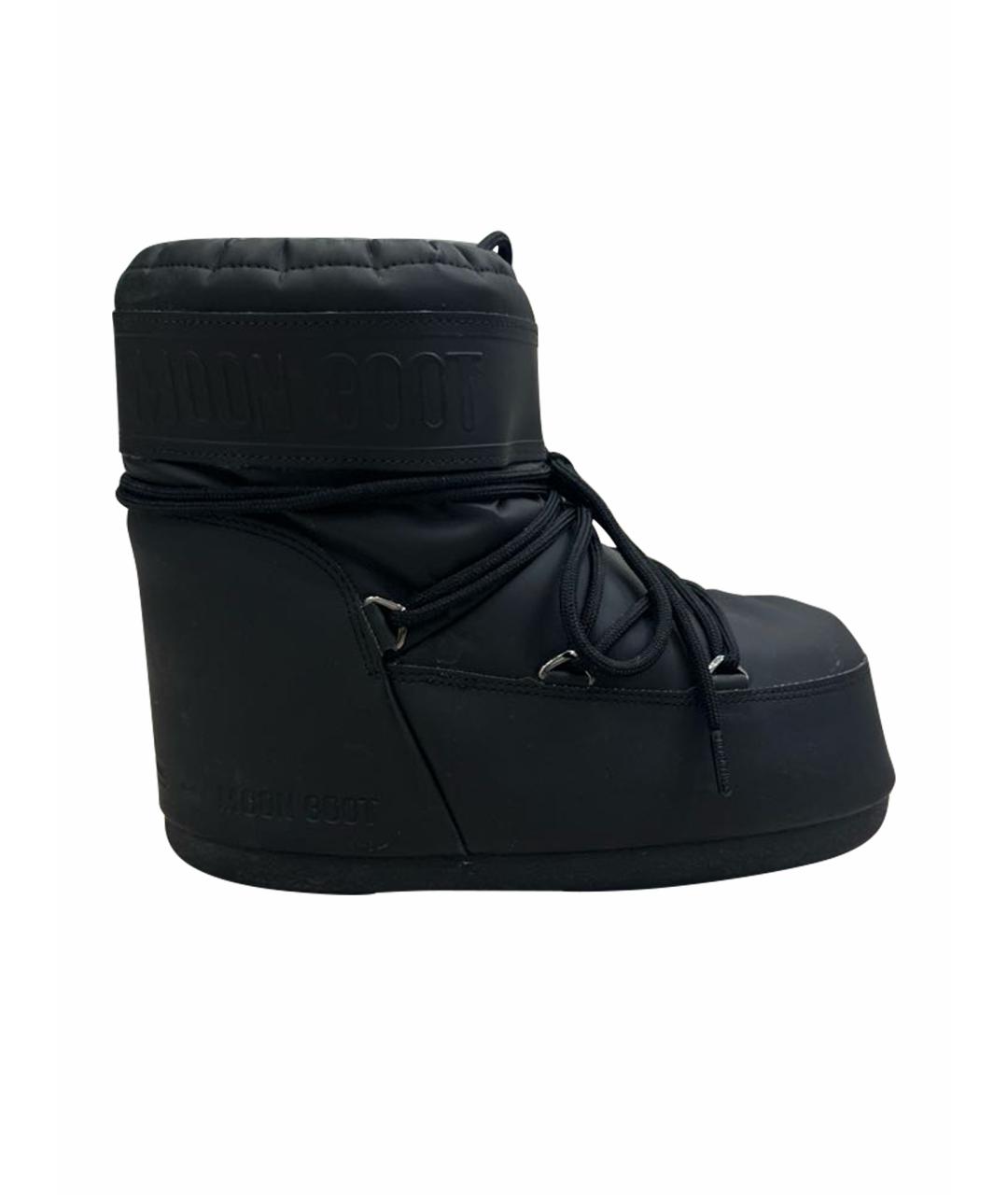MOON BOOT Черные высокие ботинки из искусственной кожи, фото 1