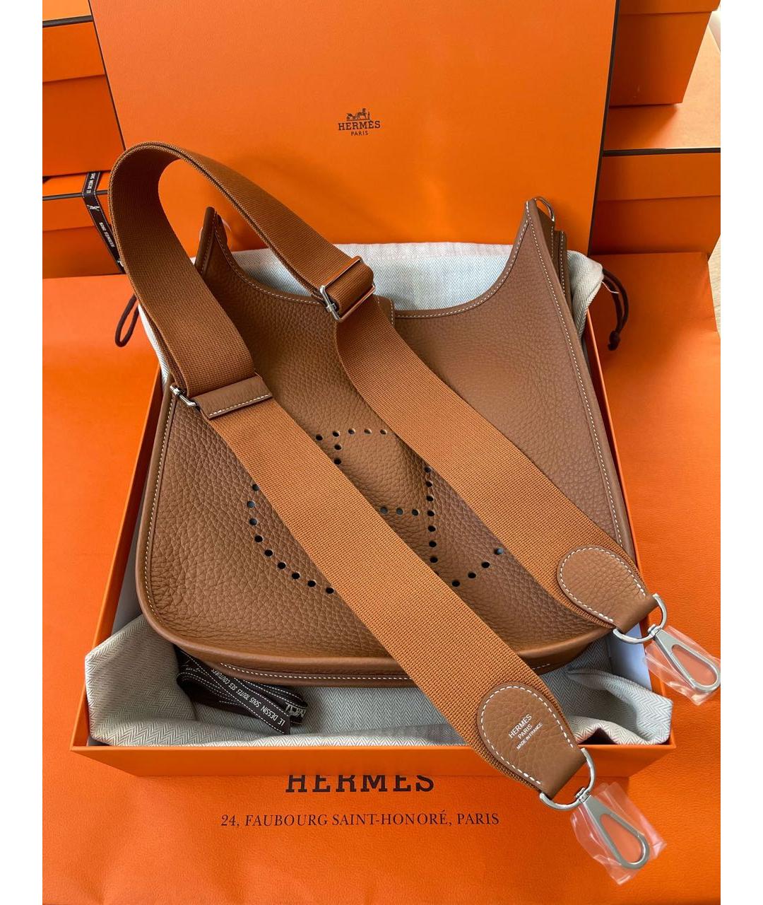 HERMES Коричневая кожаная сумка через плечо, фото 4