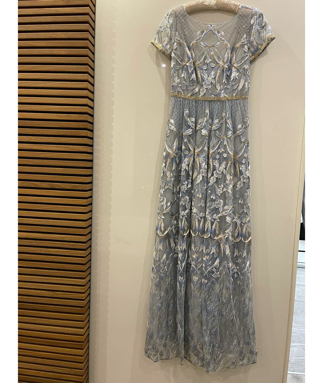 MARCHESA NOTTE Голубое вискозное вечернее платье, фото 5