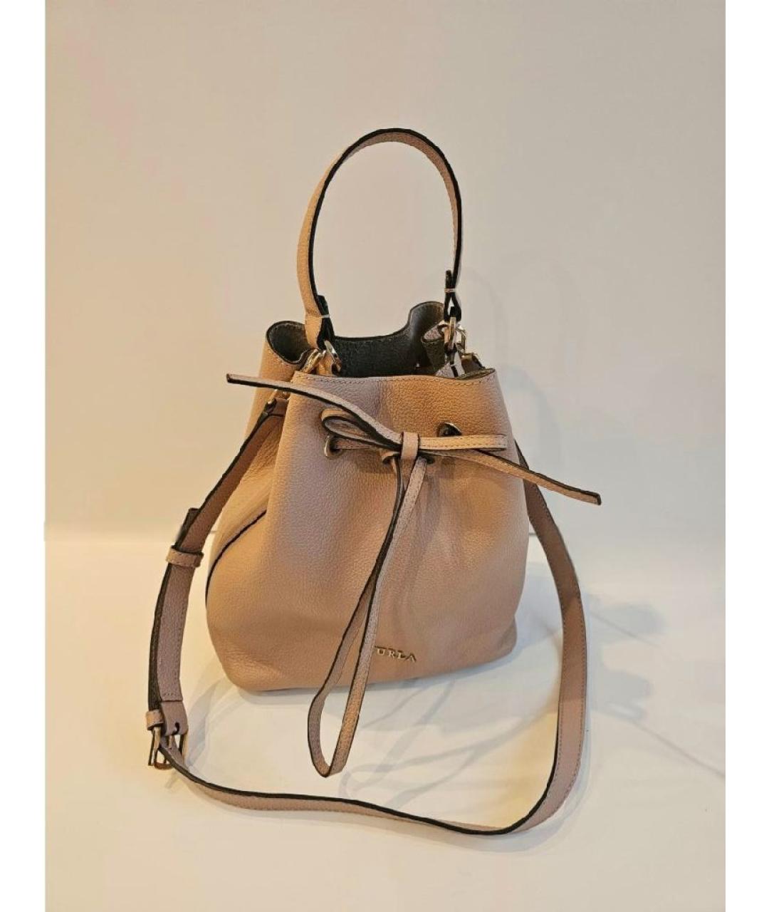 FURLA Бежевая кожаная сумка через плечо, фото 9