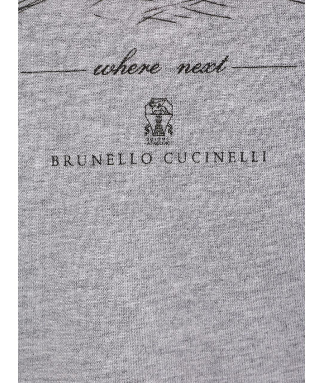 BRUNELLO CUCINELLI Серая хлопковая футболка, фото 6