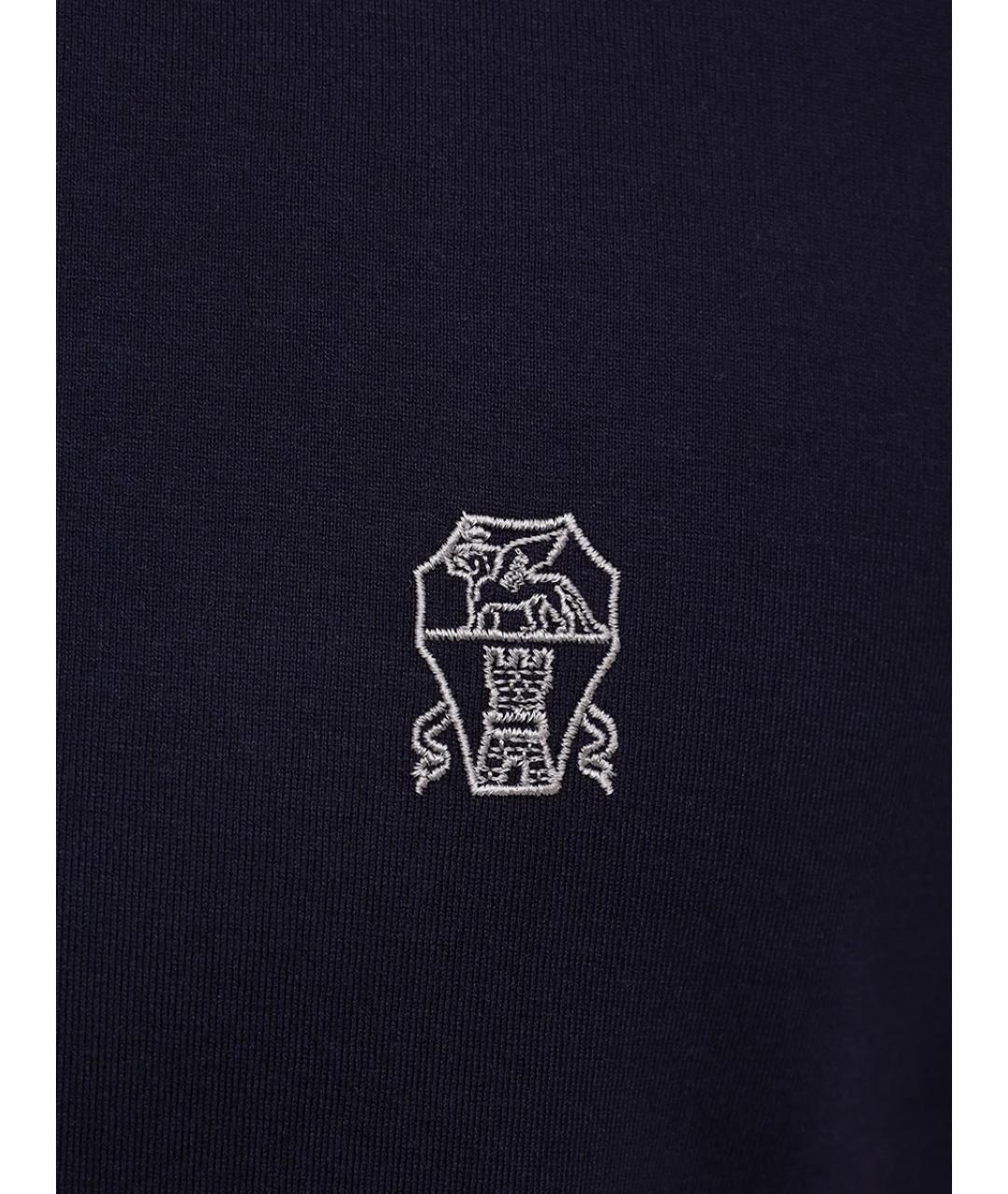 BRUNELLO CUCINELLI Синяя хлопковая футболка, фото 6
