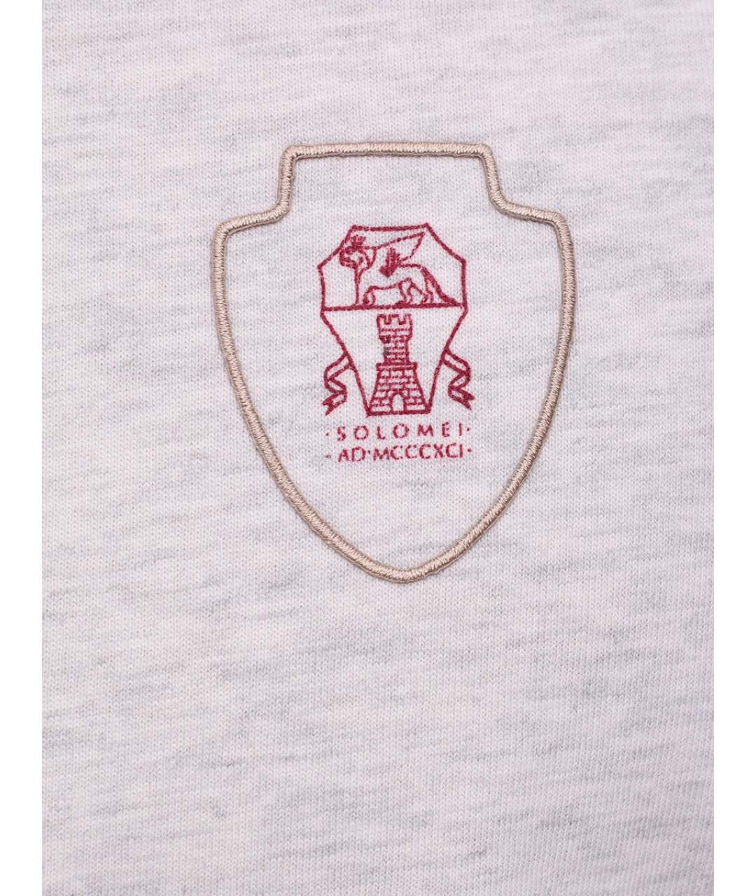 BRUNELLO CUCINELLI Серая хлопковая футболка, фото 6