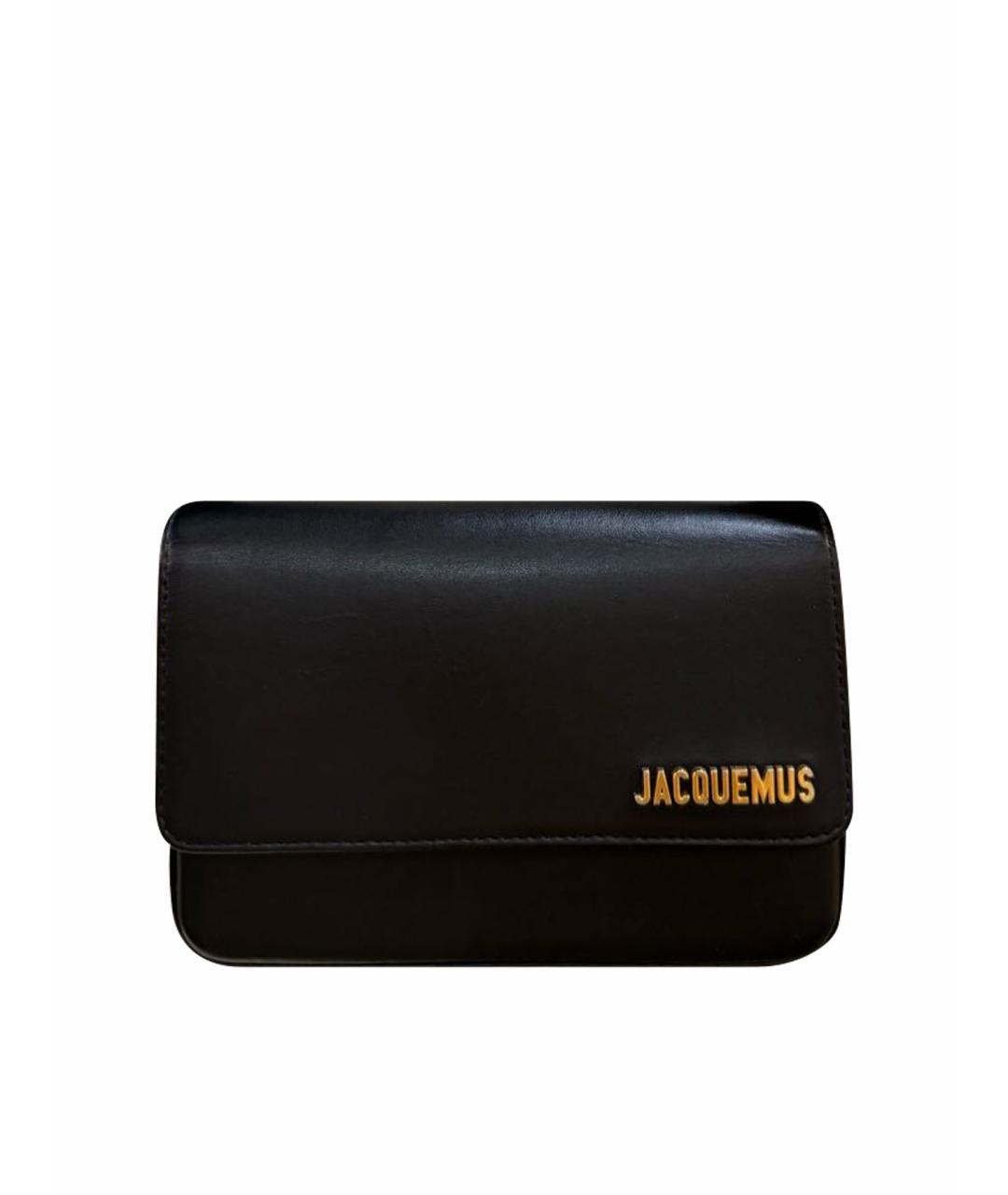 JACQUEMUS Черная кожаная сумка через плечо, фото 1