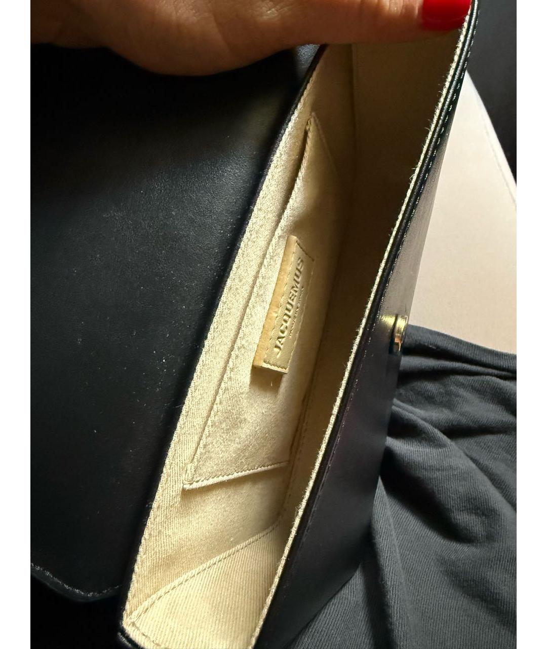 JACQUEMUS Черная кожаная сумка через плечо, фото 4