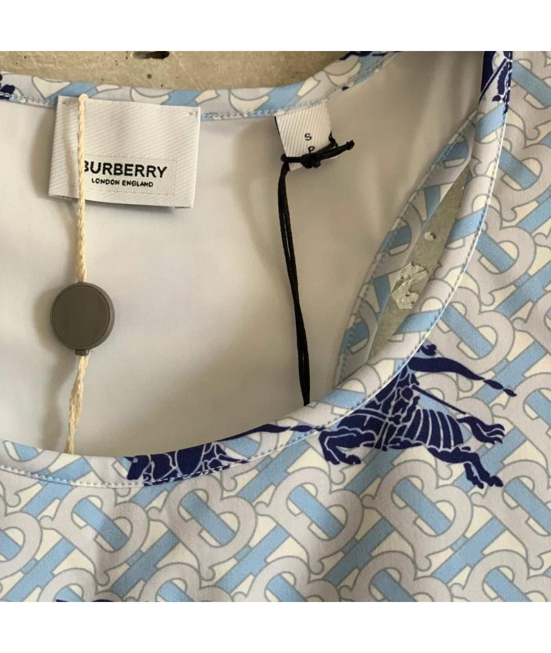 BURBERRY Голубая полиэстеровая майка, фото 5