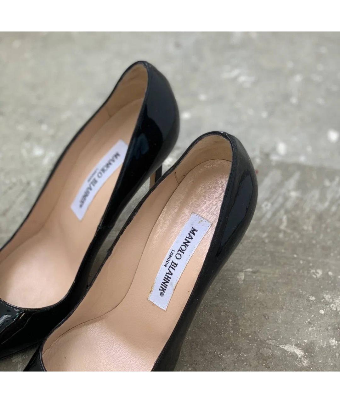 MANOLO BLAHNIK Черные кожаные туфли, фото 6