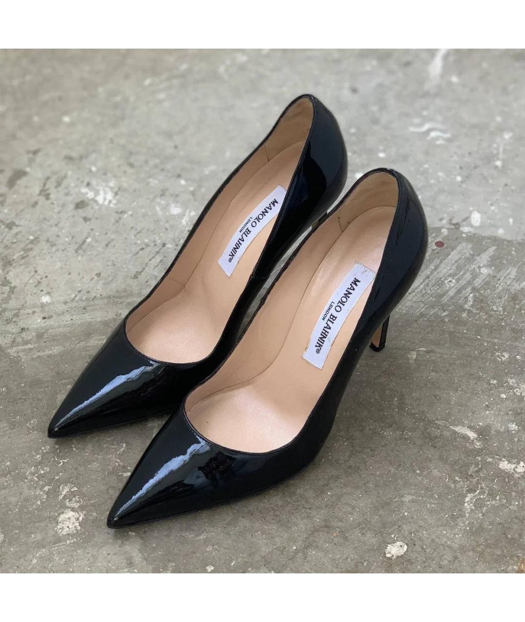 MANOLO BLAHNIK Черные кожаные туфли, фото 2