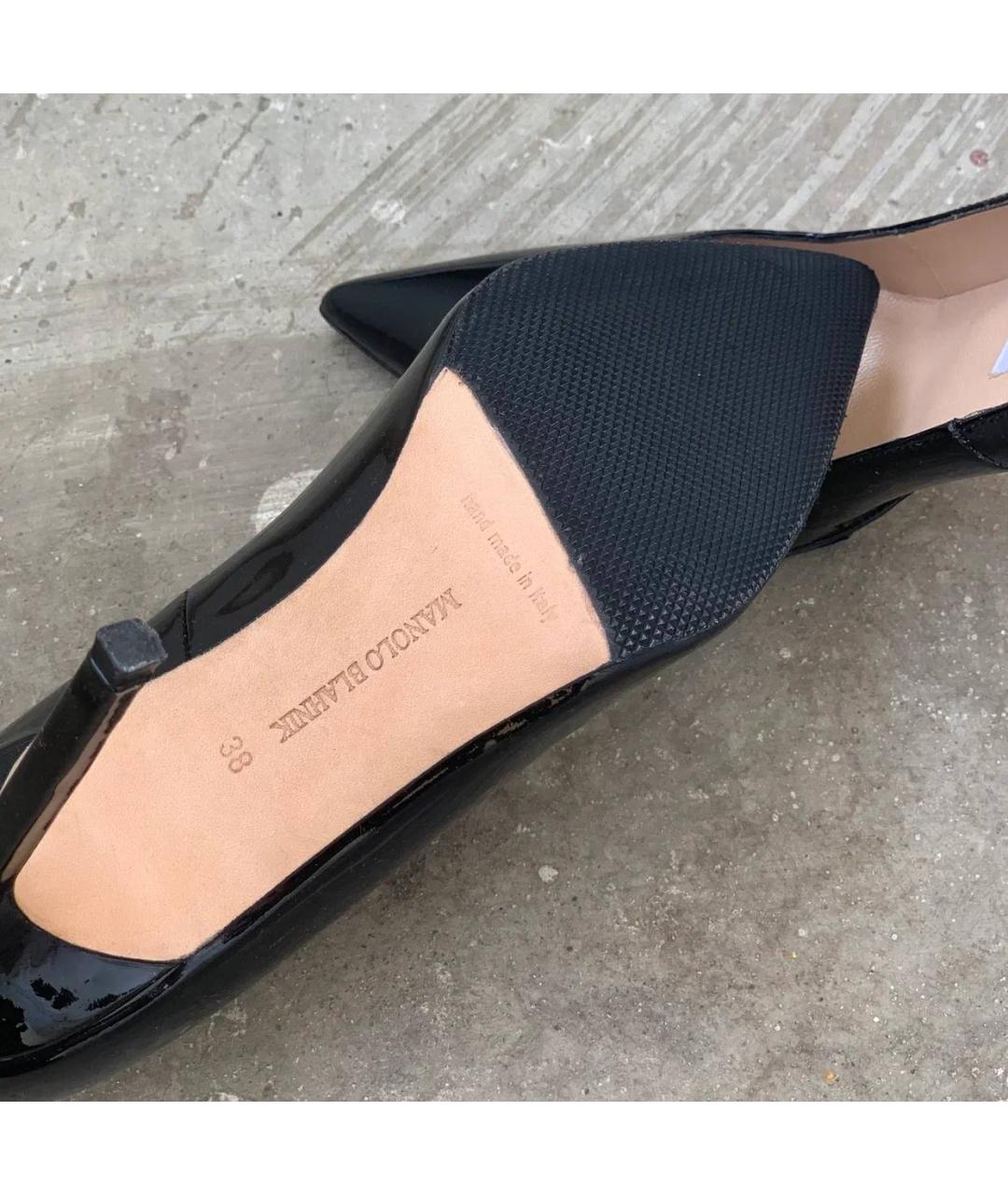 MANOLO BLAHNIK Черные кожаные туфли, фото 5