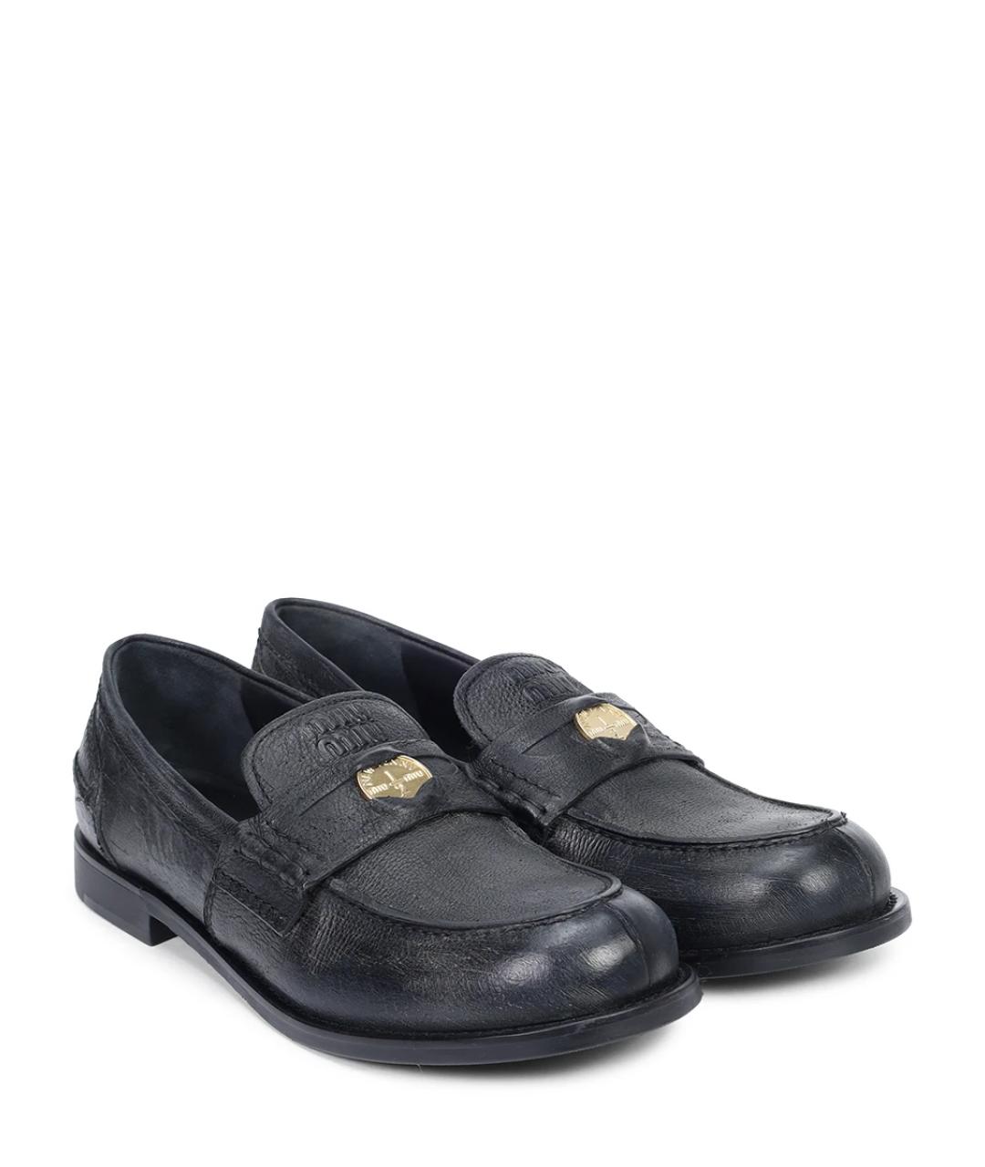 MIU MIU Черные кожаные лоферы, фото 2