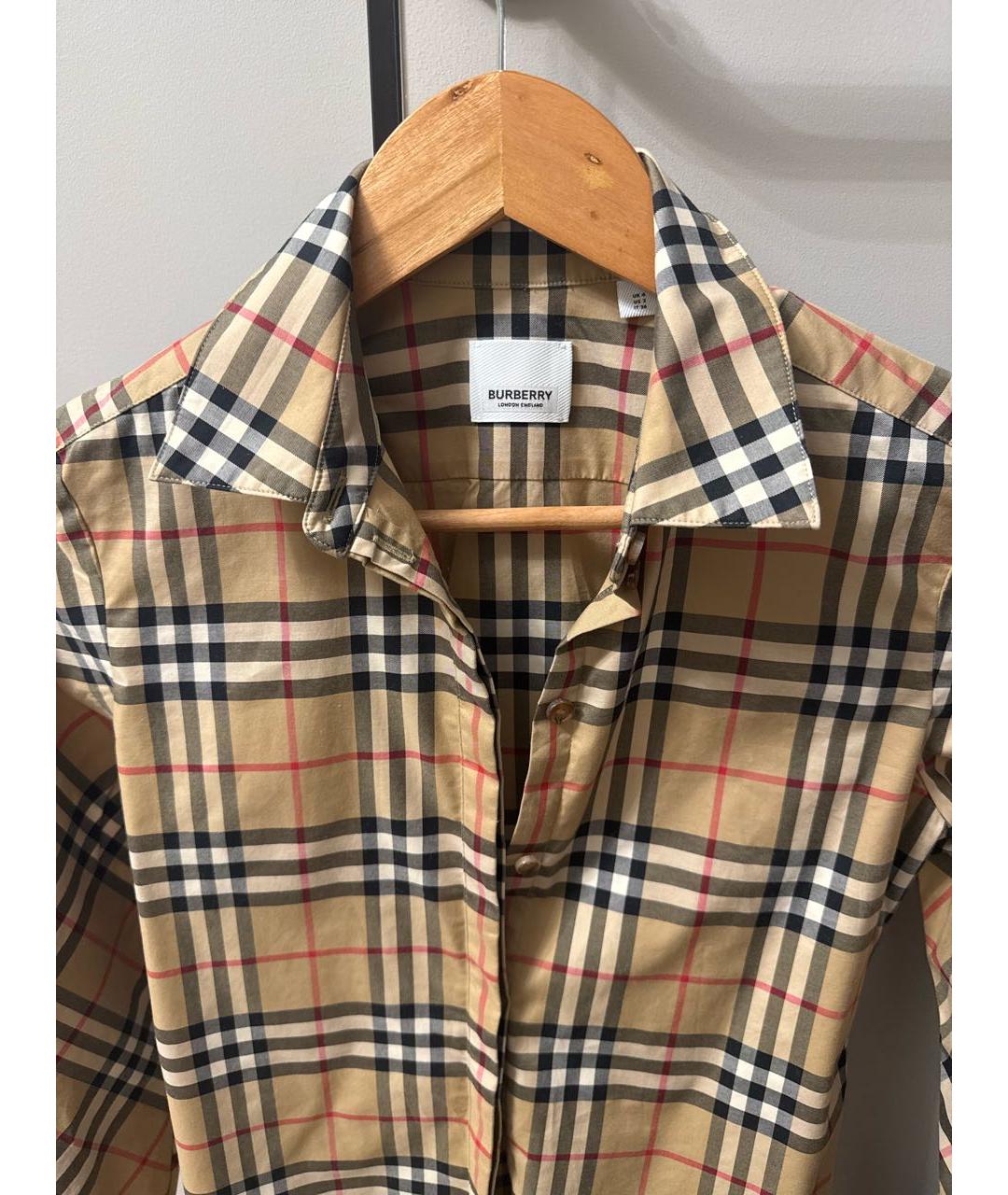 BURBERRY Бежевая хлопковая рубашка, фото 3