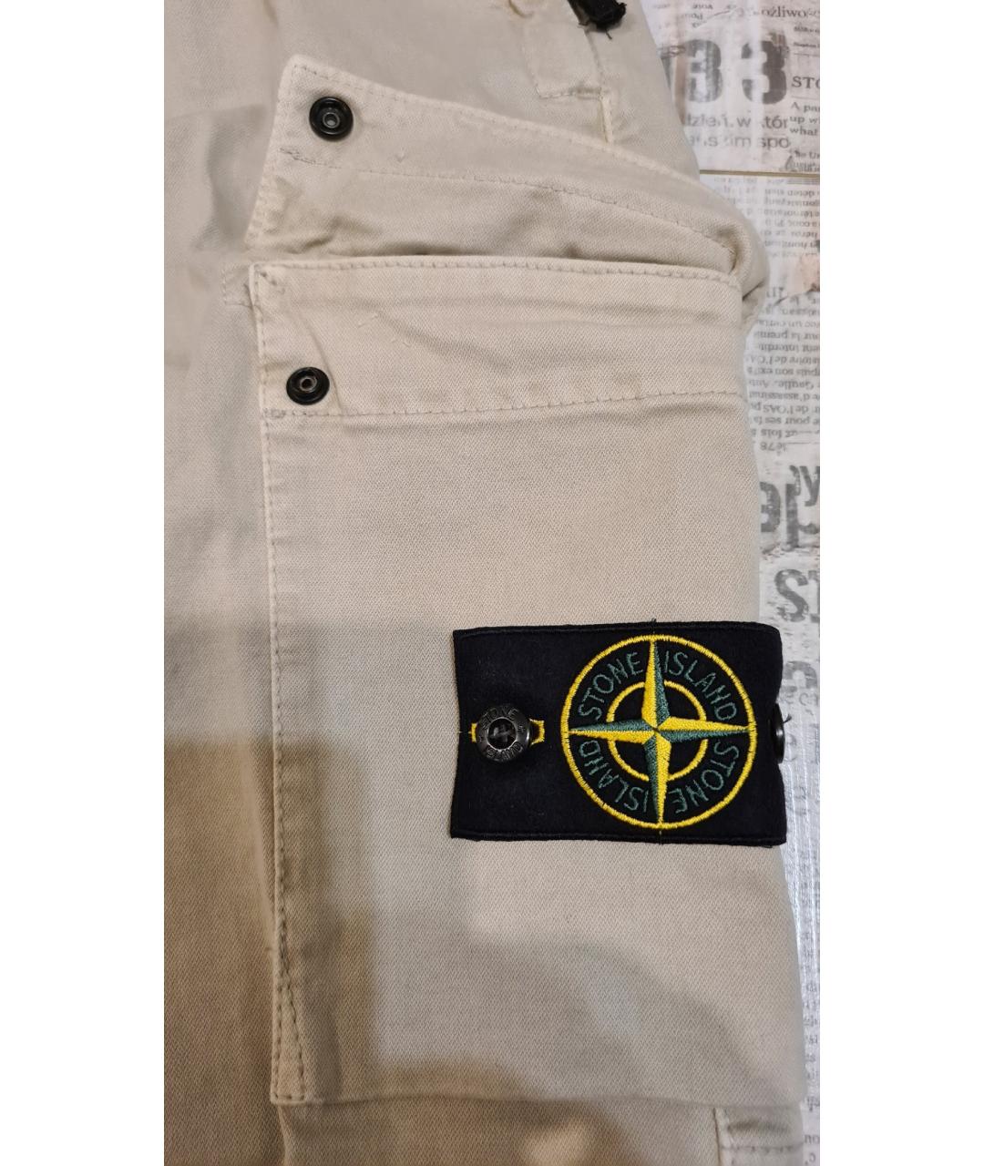 STONE ISLAND Бежевые хлопковые повседневные брюки, фото 6