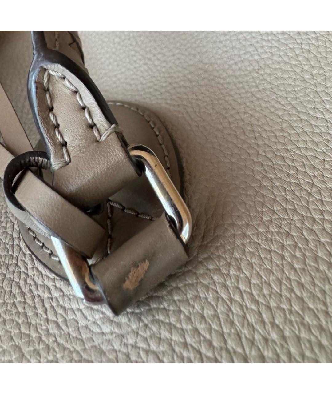 LOUIS VUITTON Бежевая кожаная сумка тоут, фото 7