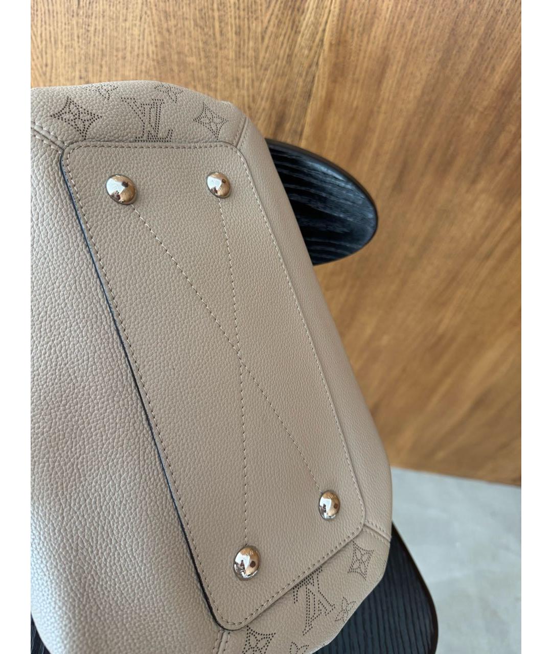 LOUIS VUITTON Бежевая кожаная сумка тоут, фото 5