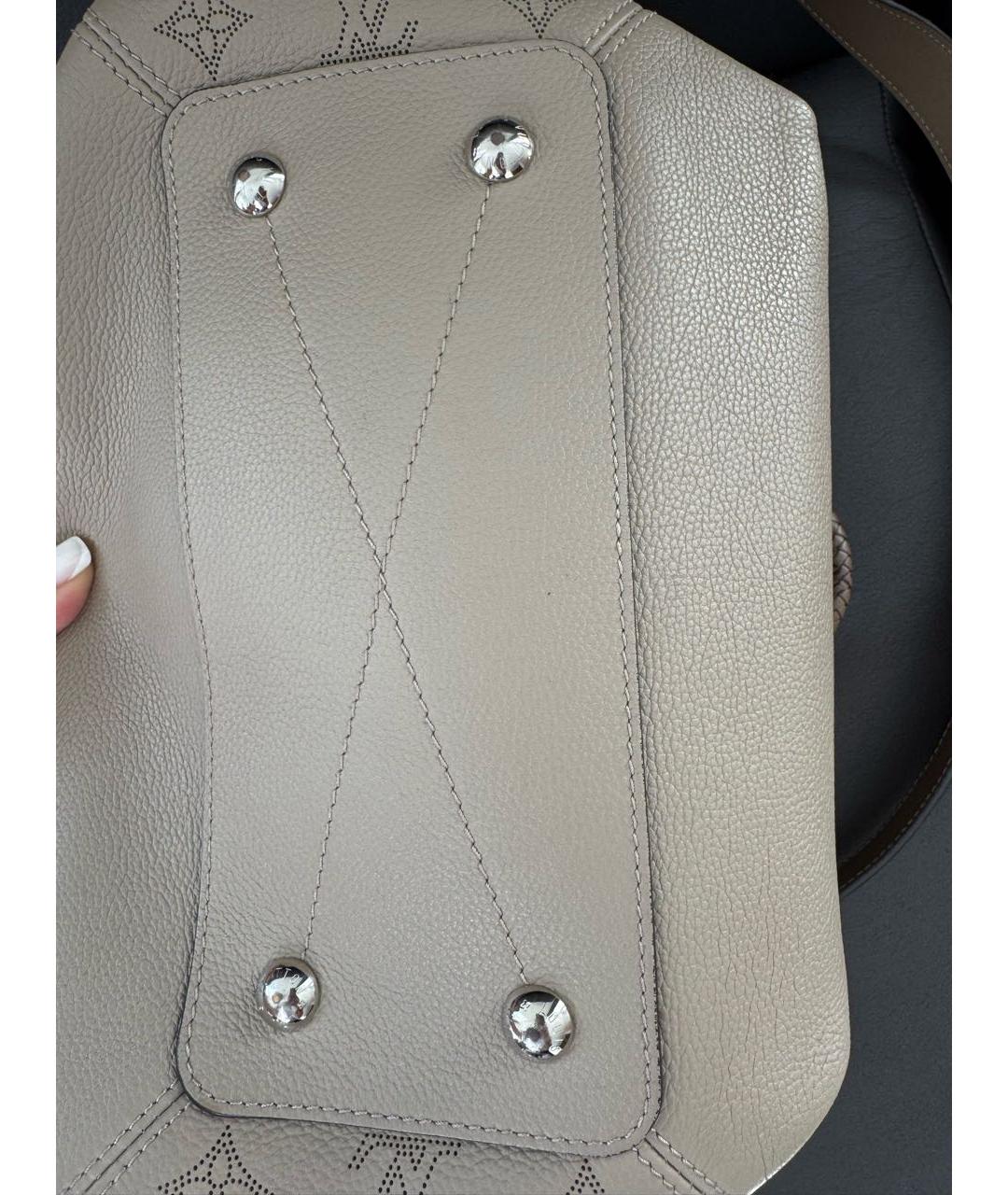 LOUIS VUITTON Бежевая кожаная сумка тоут, фото 8