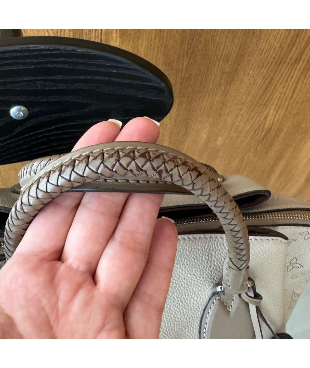 LOUIS VUITTON Бежевая кожаная сумка тоут, фото 3