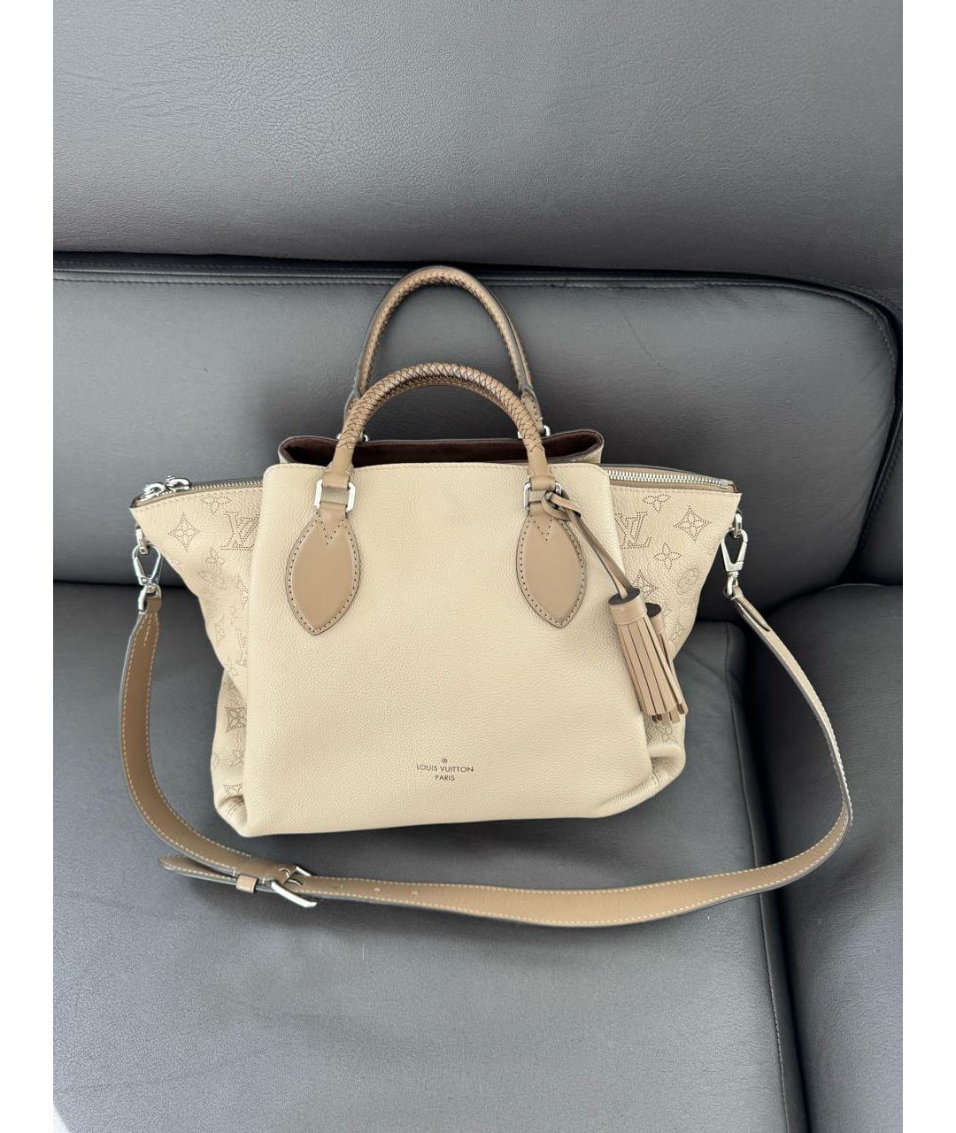 LOUIS VUITTON Бежевая кожаная сумка тоут, фото 2