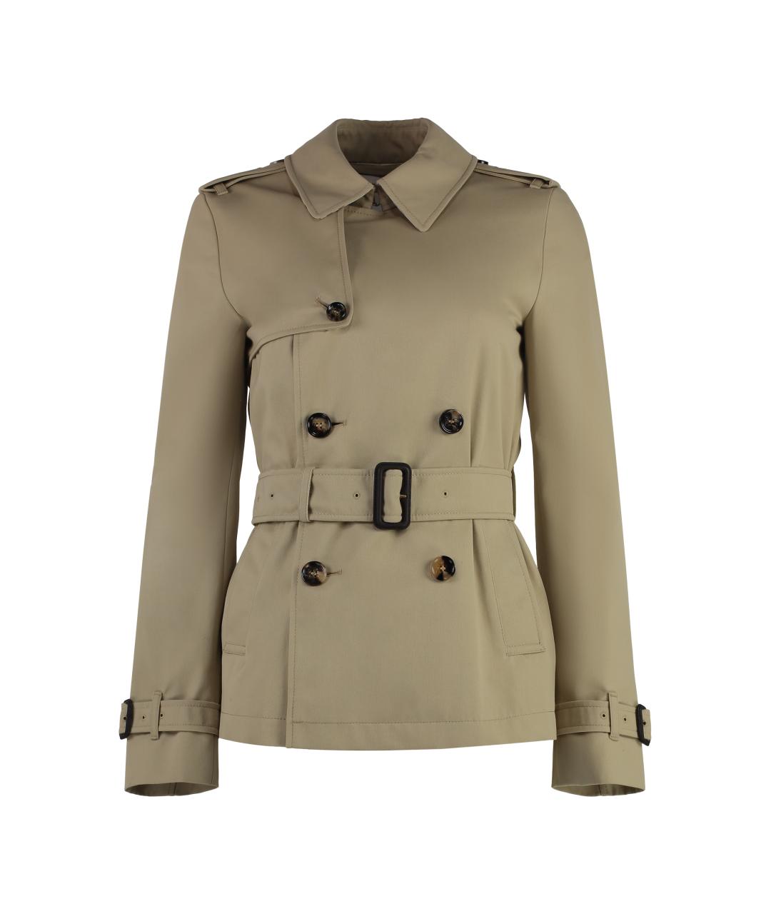 BURBERRY Бежевое полиэстеровое пальто, фото 1