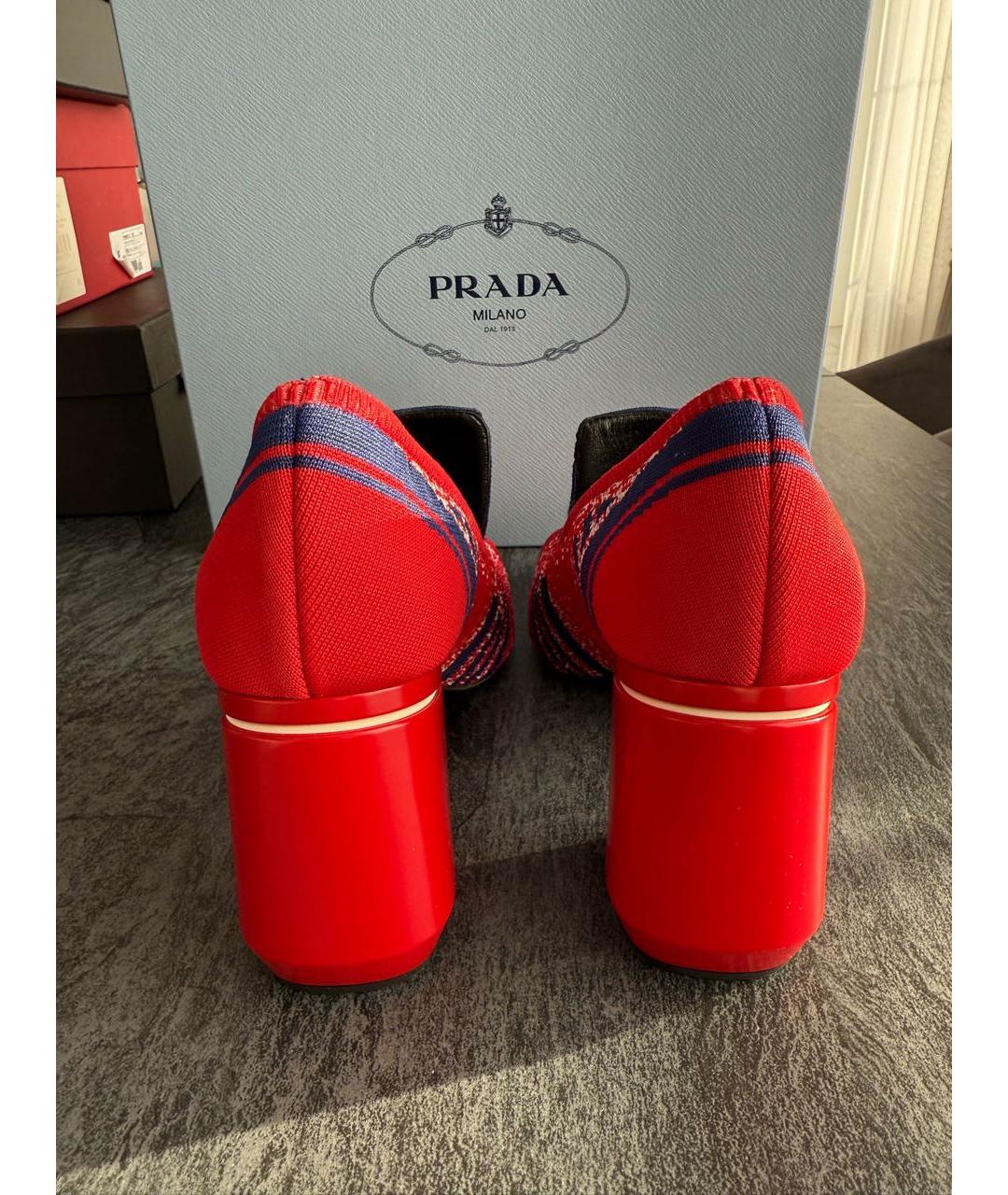 PRADA Красные текстильные туфли, фото 4