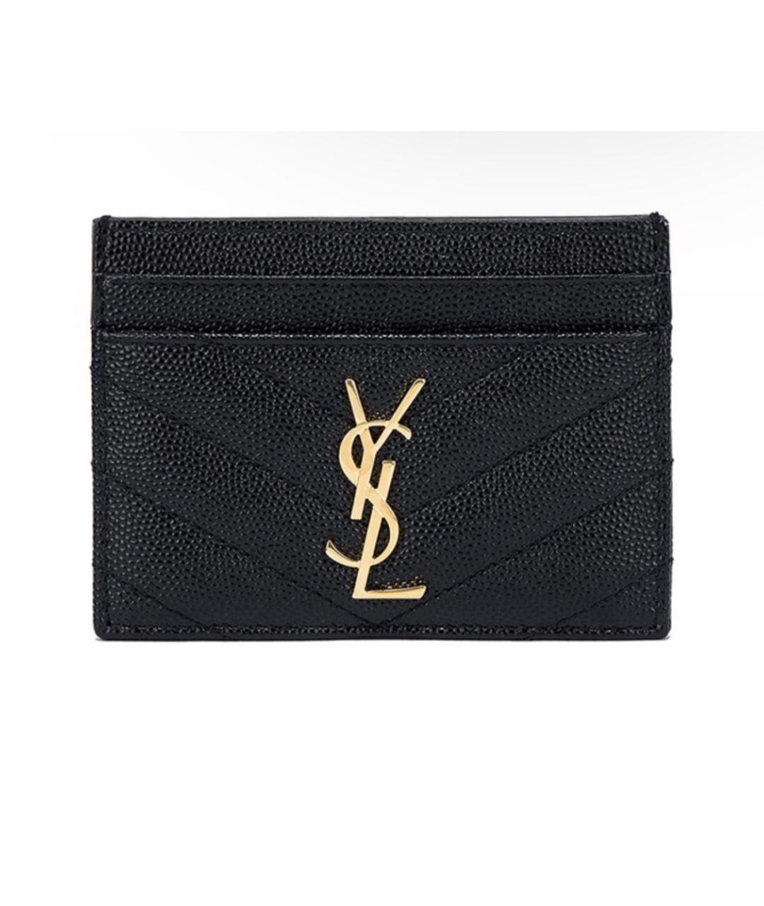 SAINT LAURENT Черный кожаный кардхолдер, фото 4