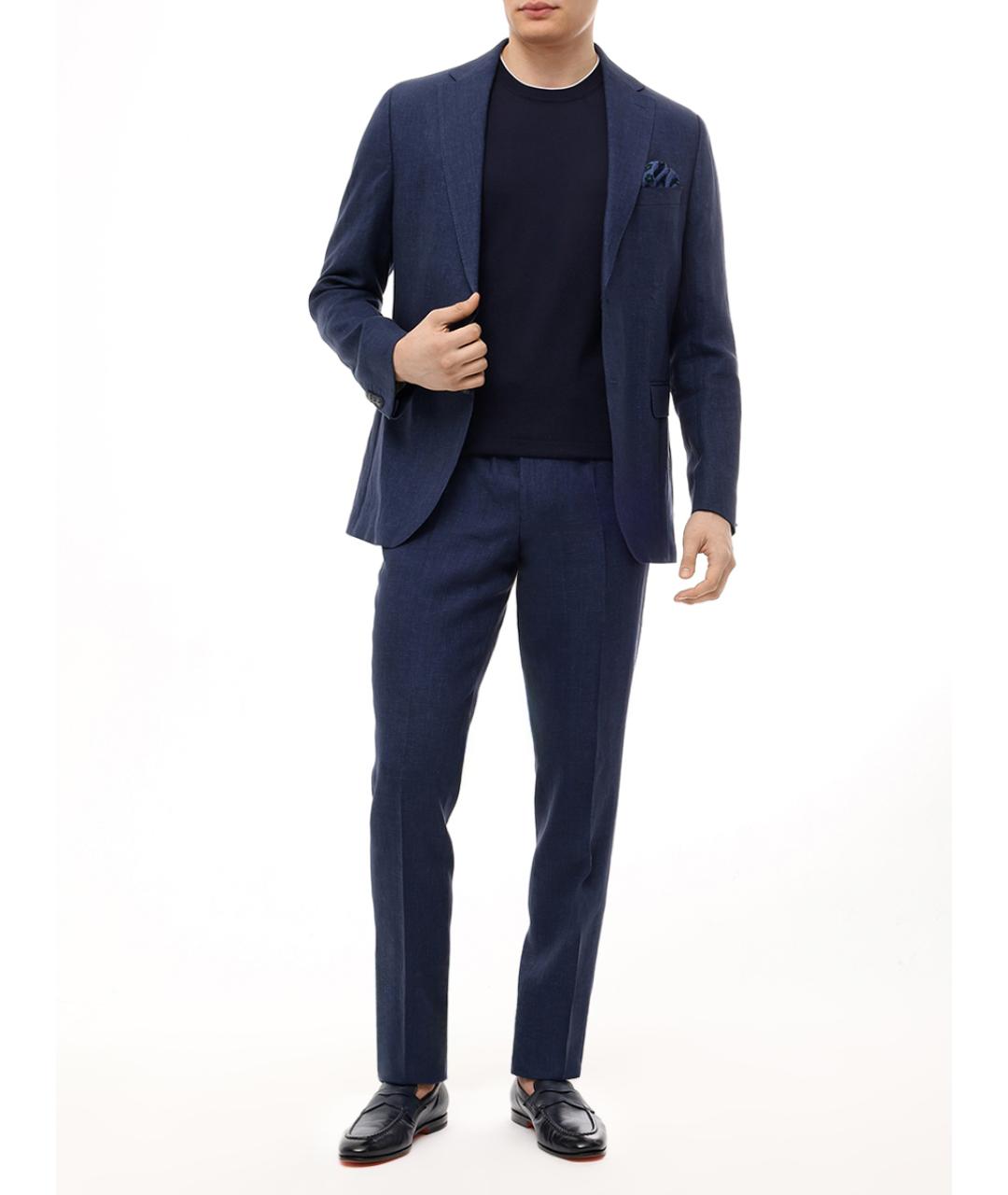 BRUNELLO CUCINELLI Синяя хлопковая футболка, фото 2