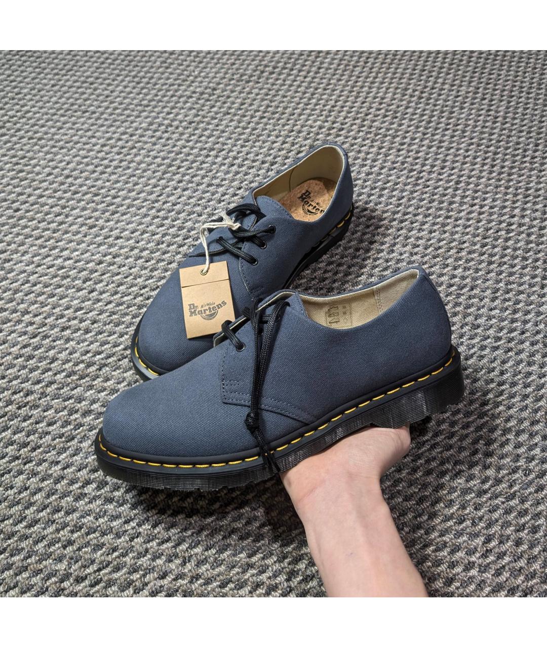 DR. MARTENS Темно-синие текстильные низкие ботинки, фото 6