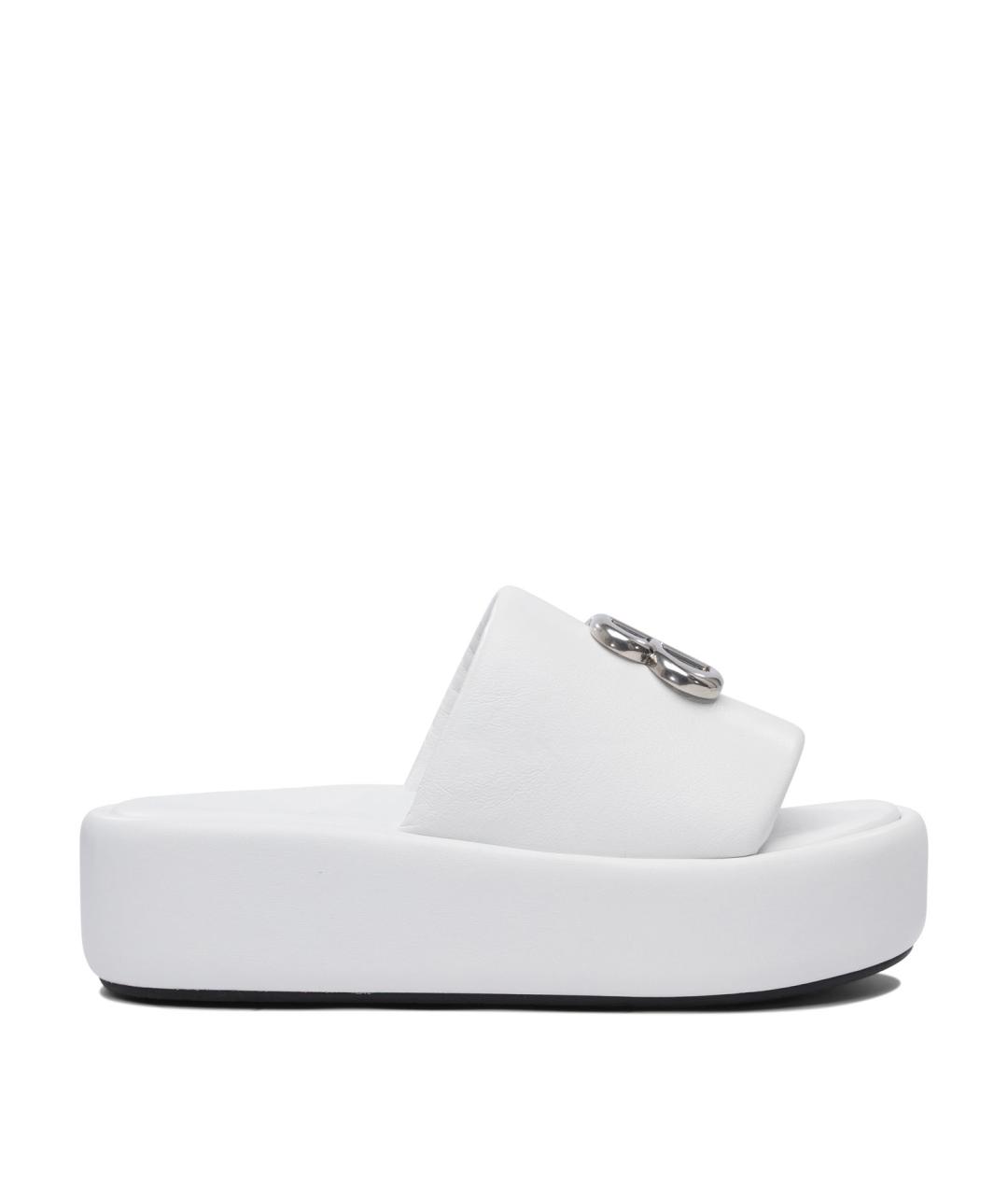 BALENCIAGA Белые кожаные сандалии, фото 1