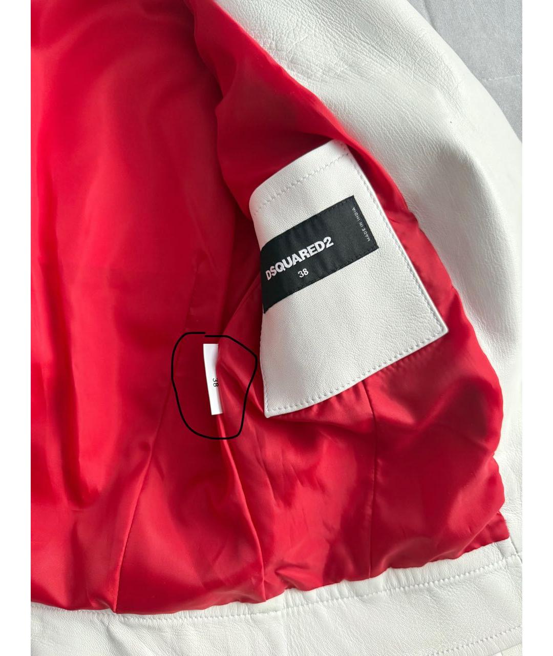 DSQUARED2 Белая кожаная куртка, фото 8