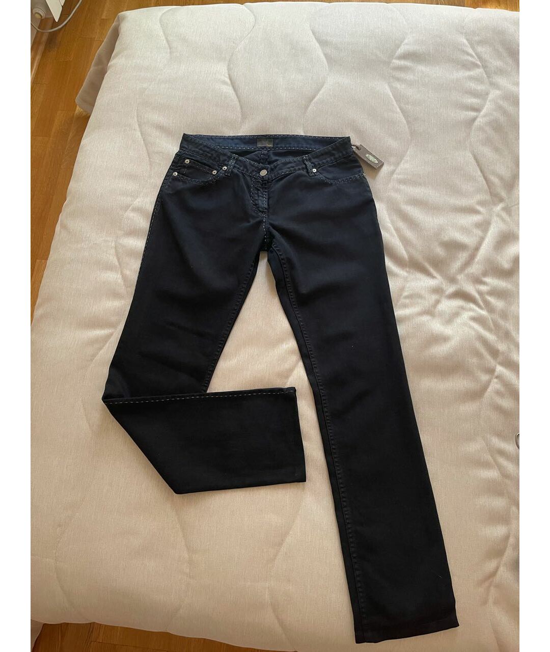FENDI Темно-синие хлопковые прямые джинсы, фото 4