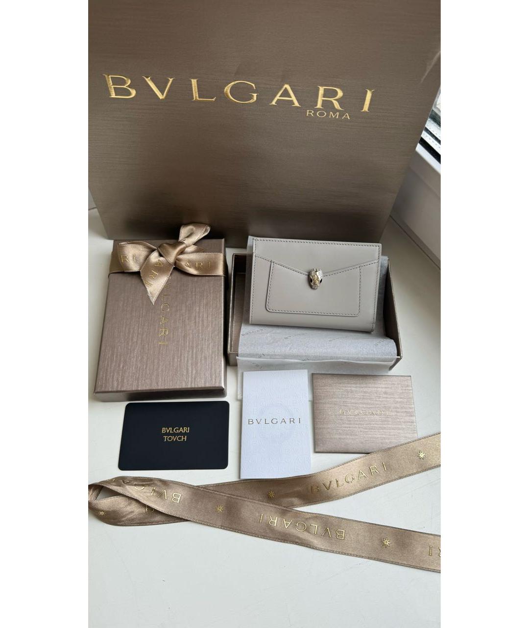 BVLGARI Серый кожаный кошелек, фото 3