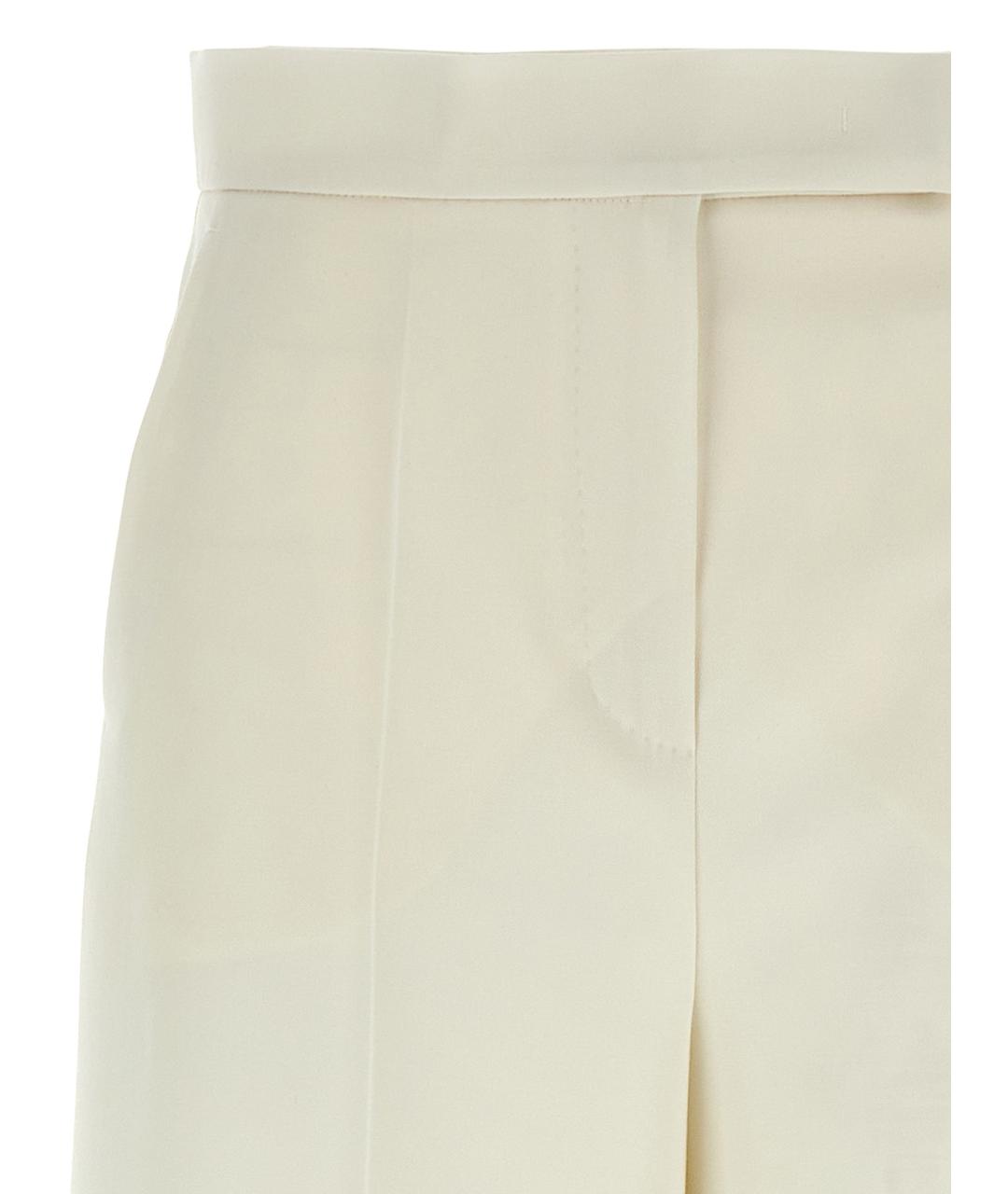 MAX MARA Белые шерстяные прямые брюки, фото 3