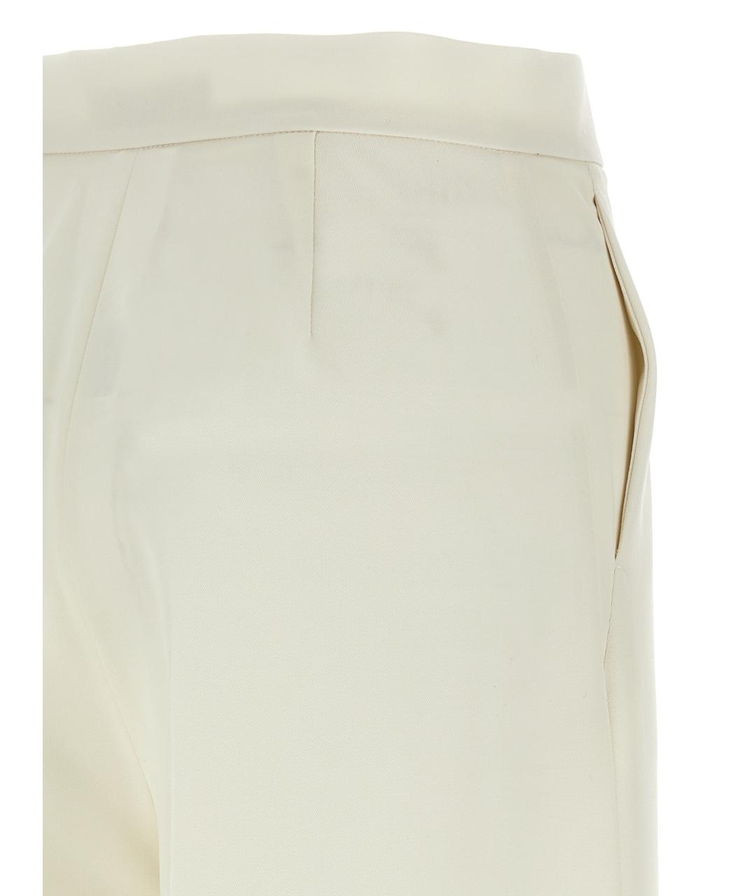 MAX MARA Белые шерстяные прямые брюки, фото 4