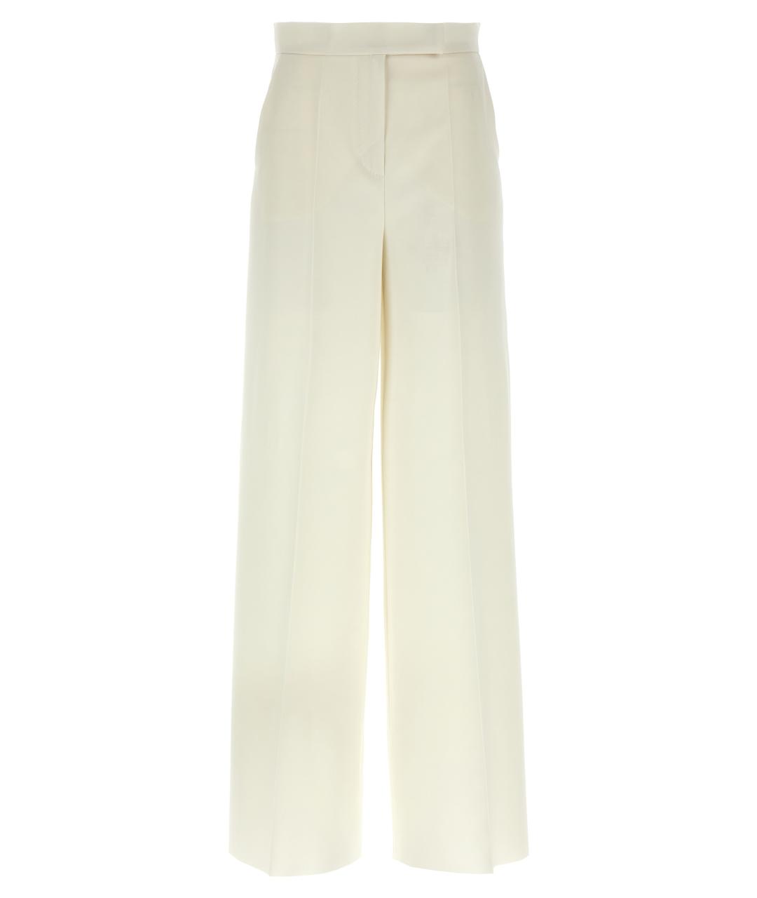MAX MARA Белые шерстяные прямые брюки, фото 1