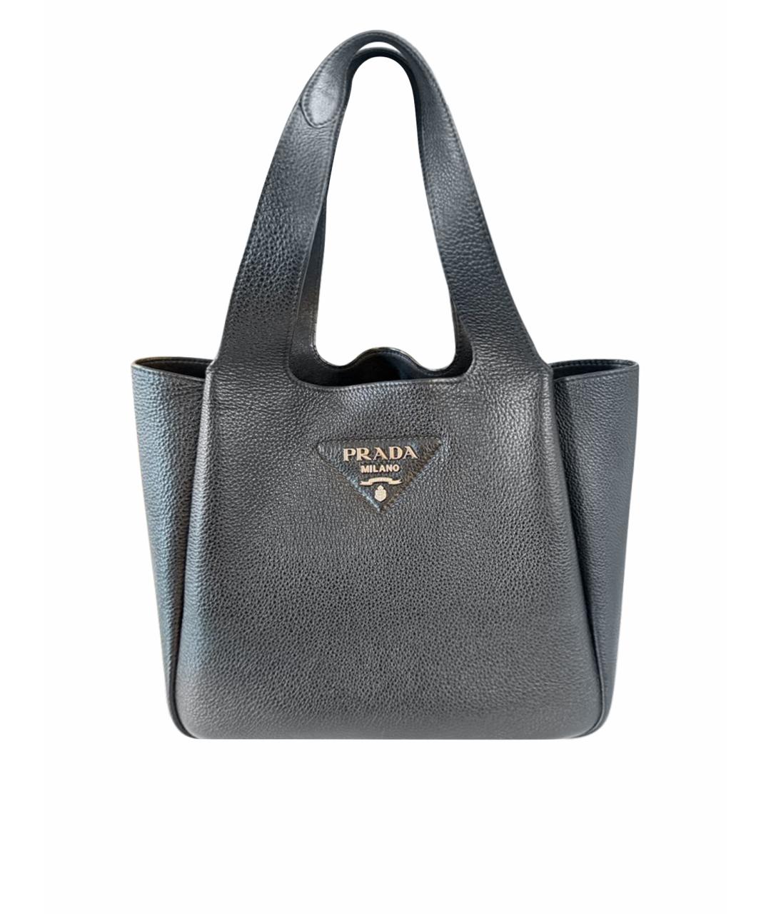 PRADA Черная кожаная сумка тоут, фото 1